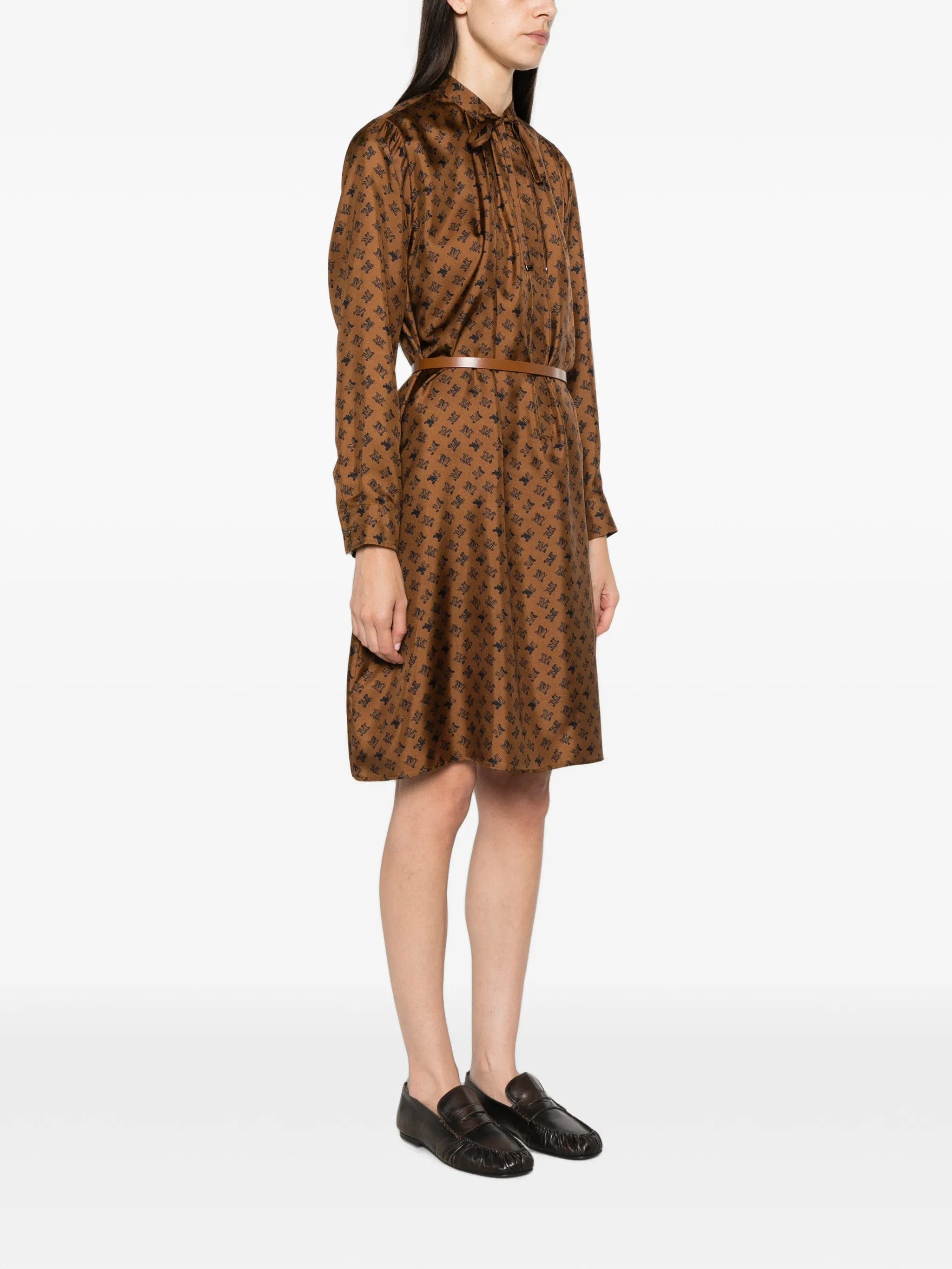 Max Mara logo - print belted midi dress