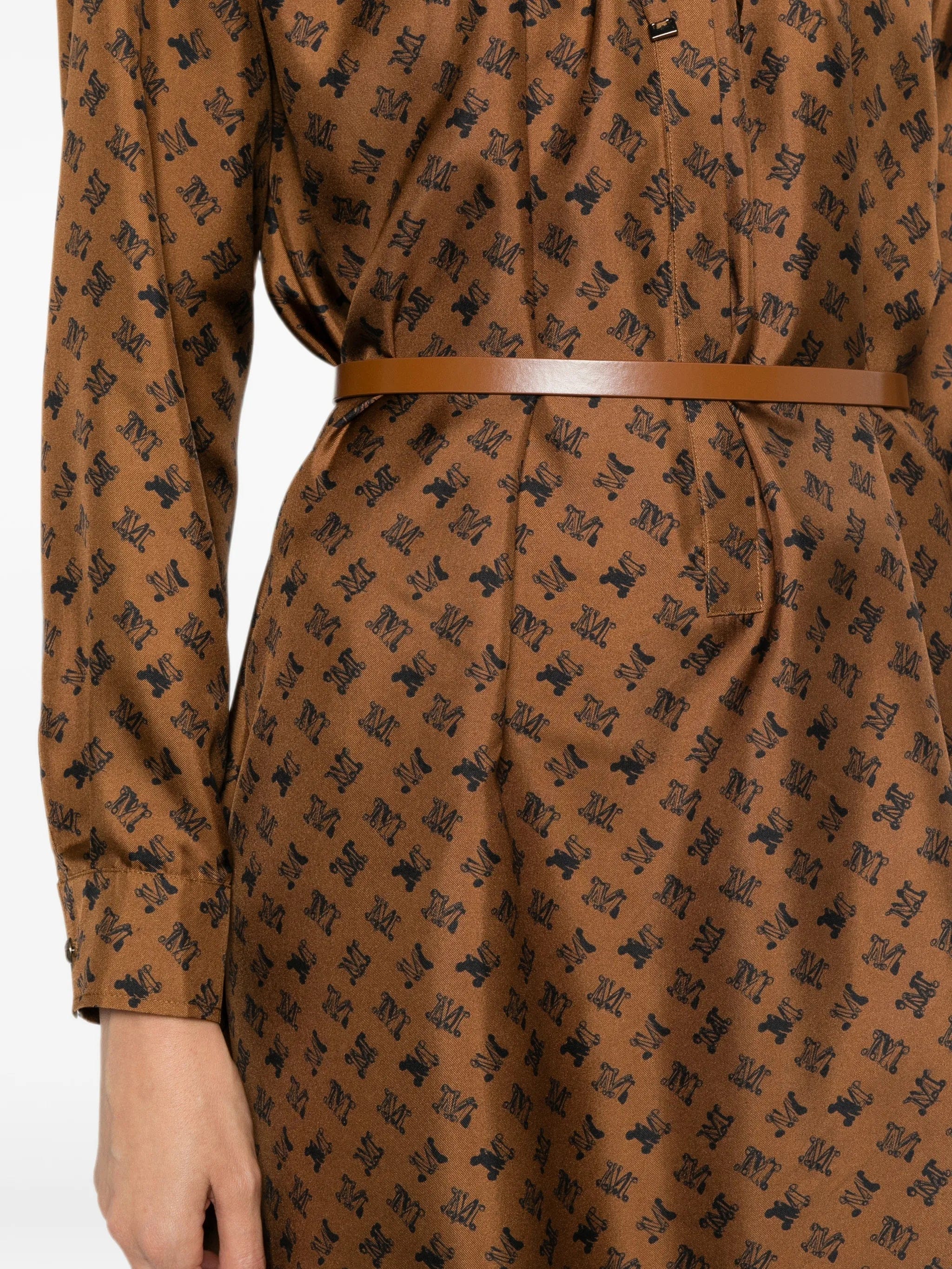 Max Mara logo - print belted midi dress