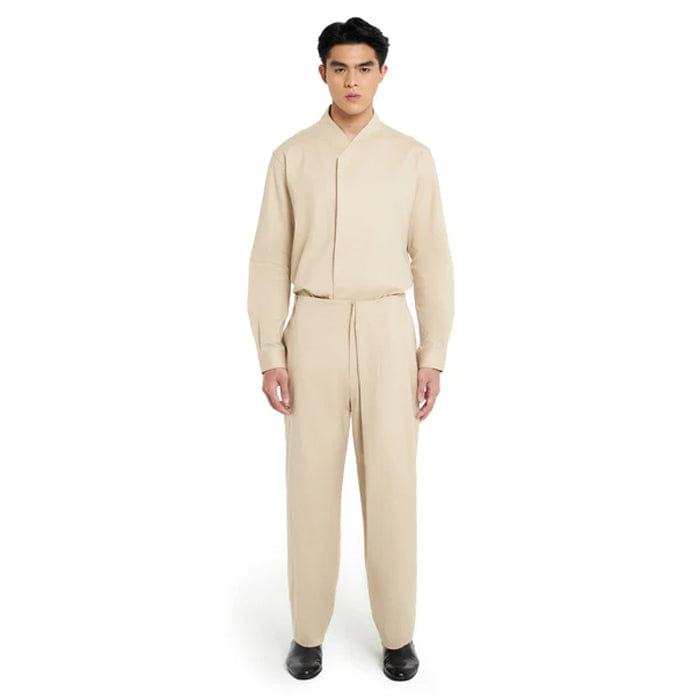 JAN SOBER LIGHT BROWN HALF PLEATS PANTS