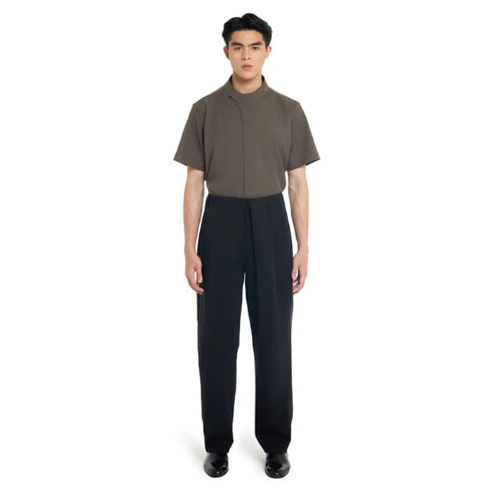 JAN SOBER BLACK HALF PLEATS PANTS