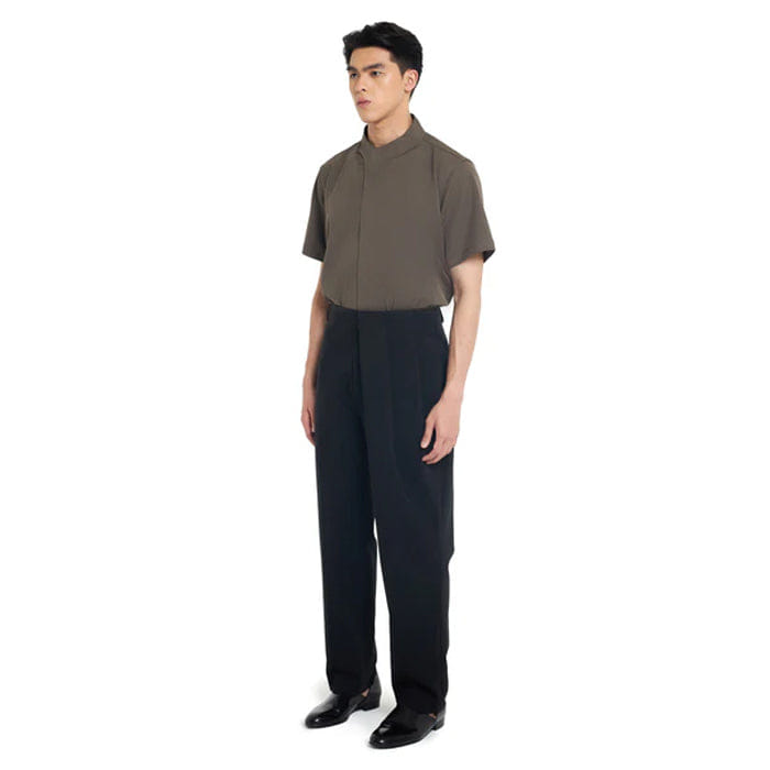 JAN SOBER BLACK HALF PLEATS PANTS