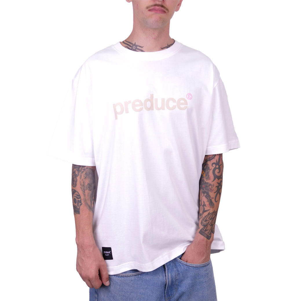 WHITE* Preduce Logo T - Shirt White/ Light Orewood Brown/Pink Foam