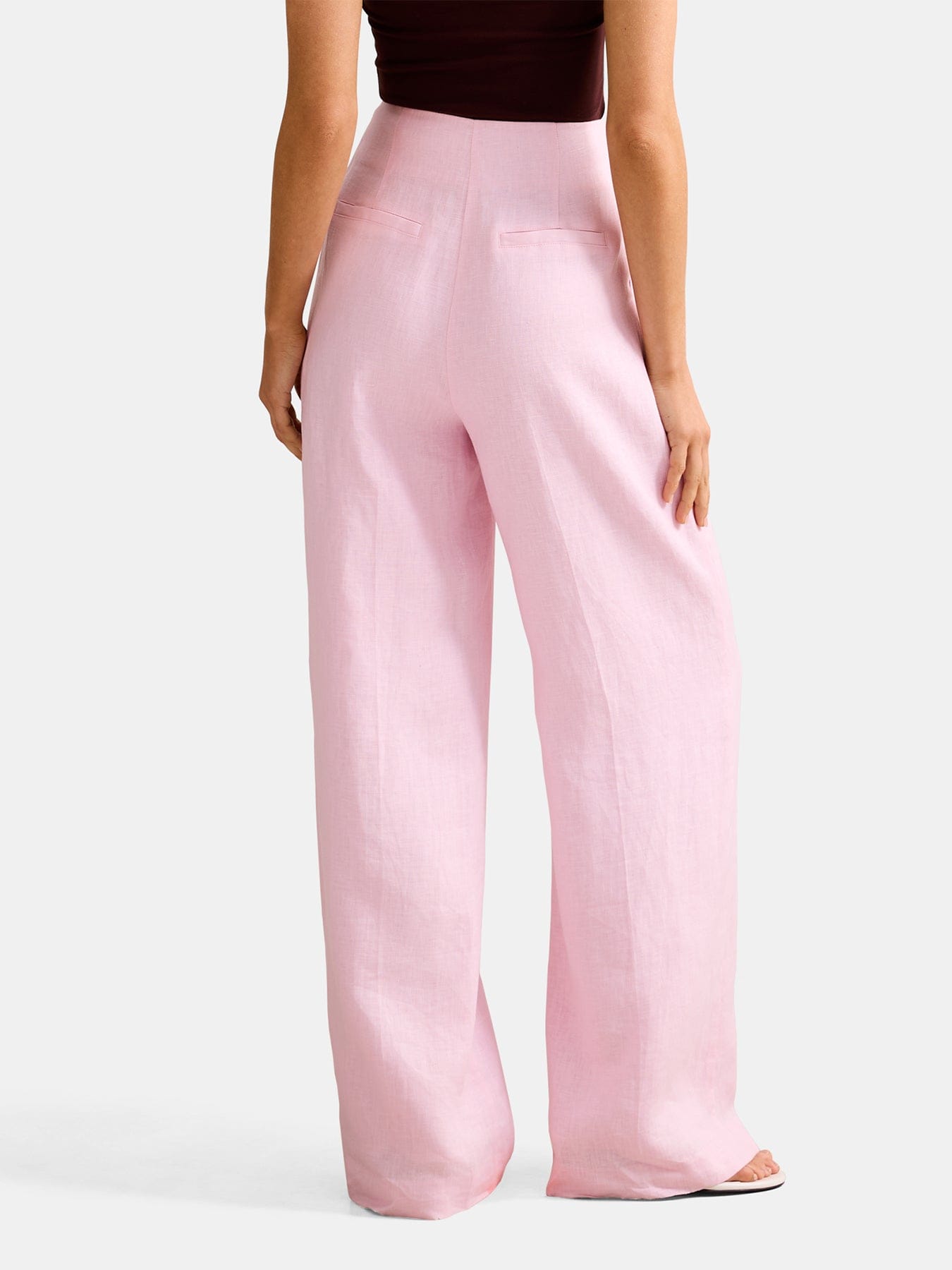 Forever New Posey Linen Wide Leg Trousers Pink