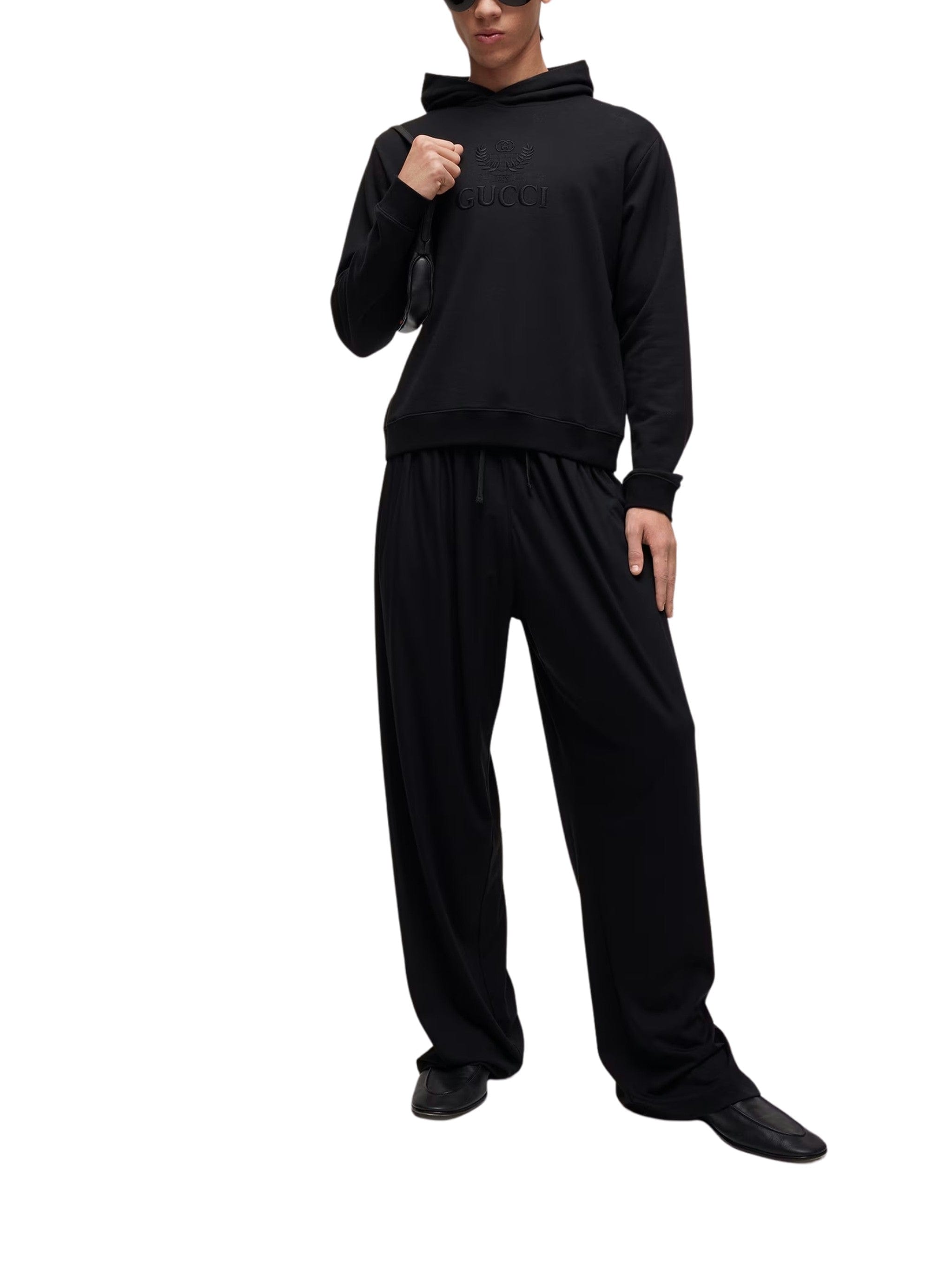 Logo Hoodie Slim Embossed Logo Slim - Fit Black Hoodie