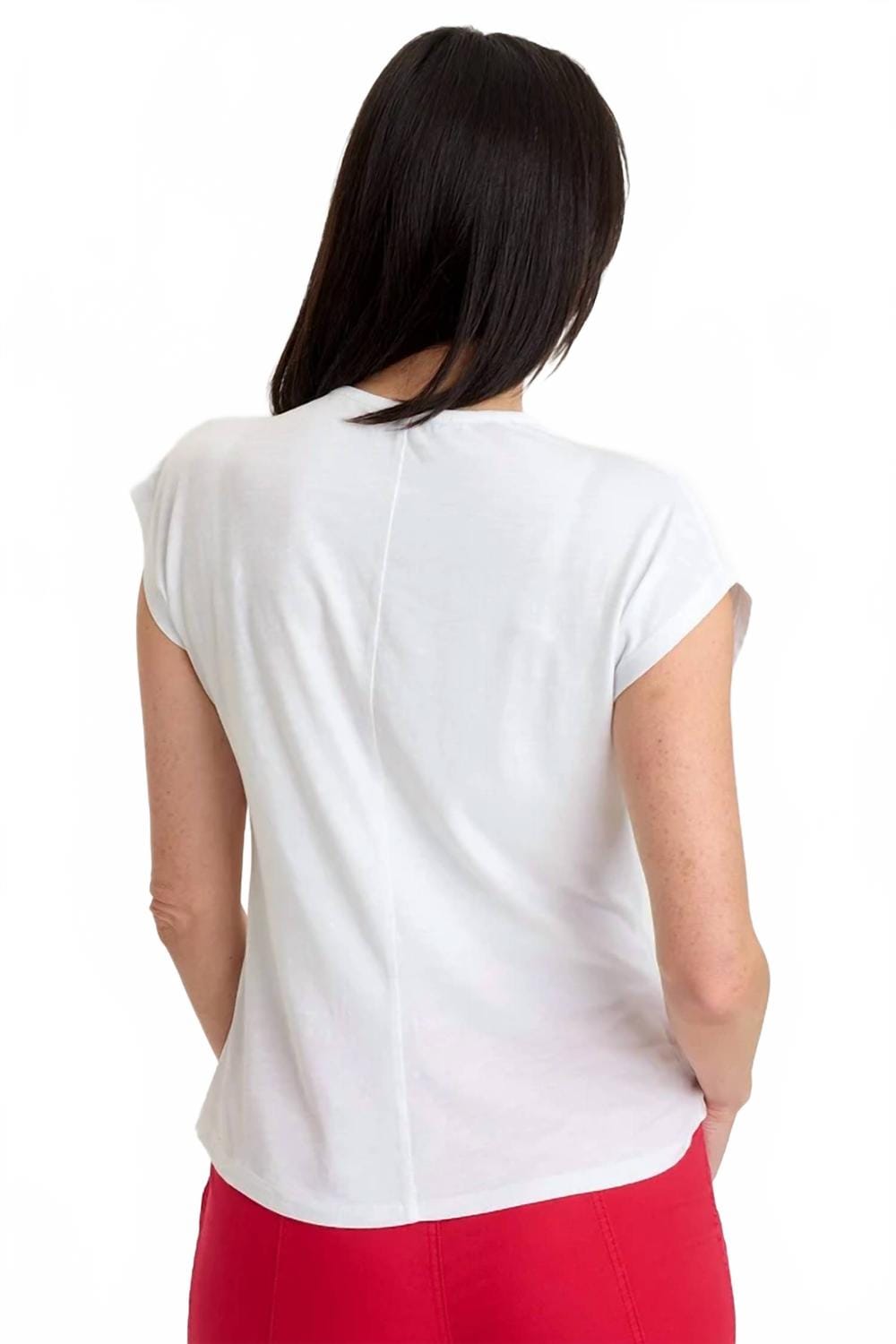 WHITE* Arwen Soft Jersey Mock Neck T-Shirt In White