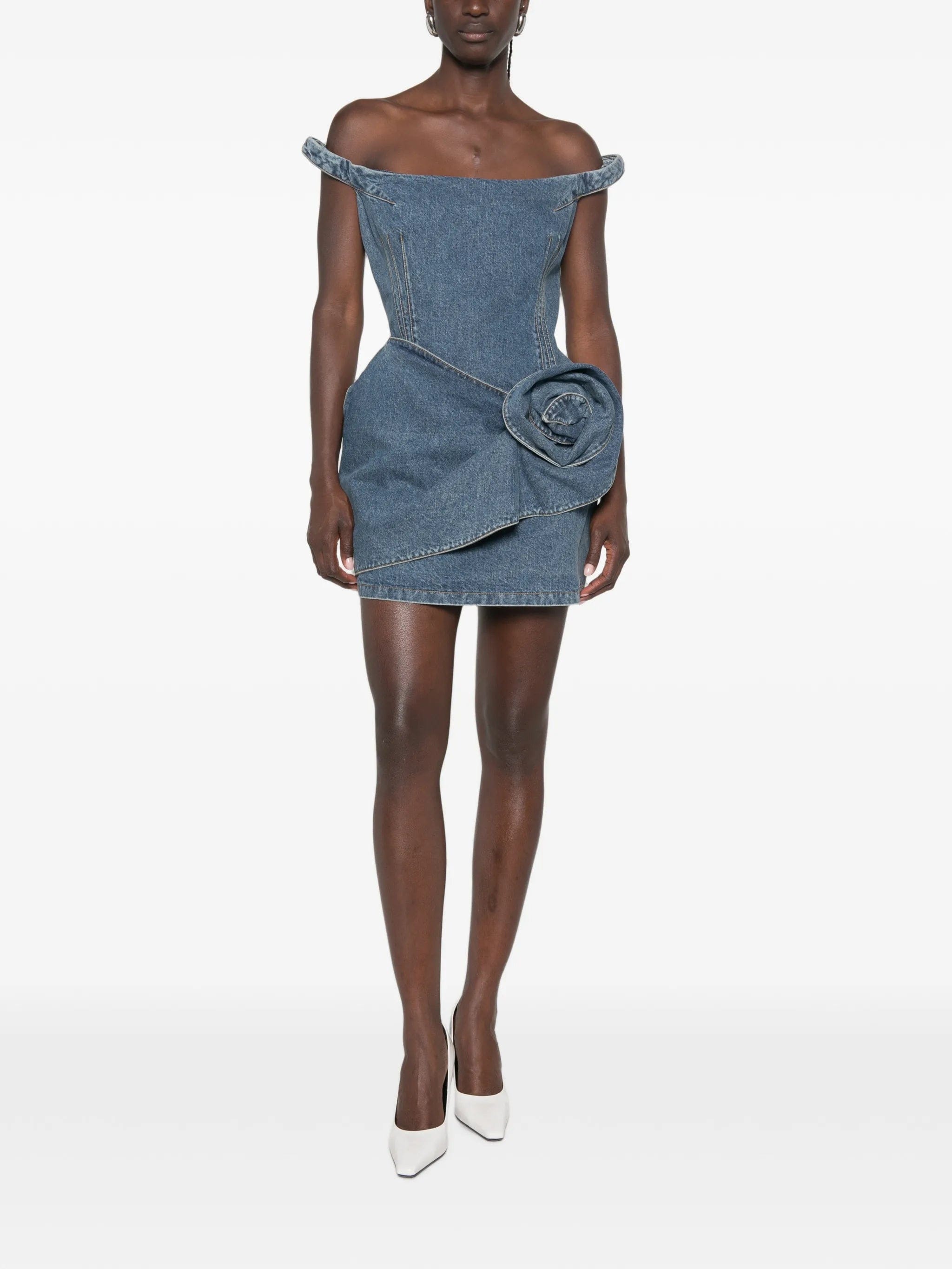 Magda Butrym floral - detail off - the - shoulder mini dress