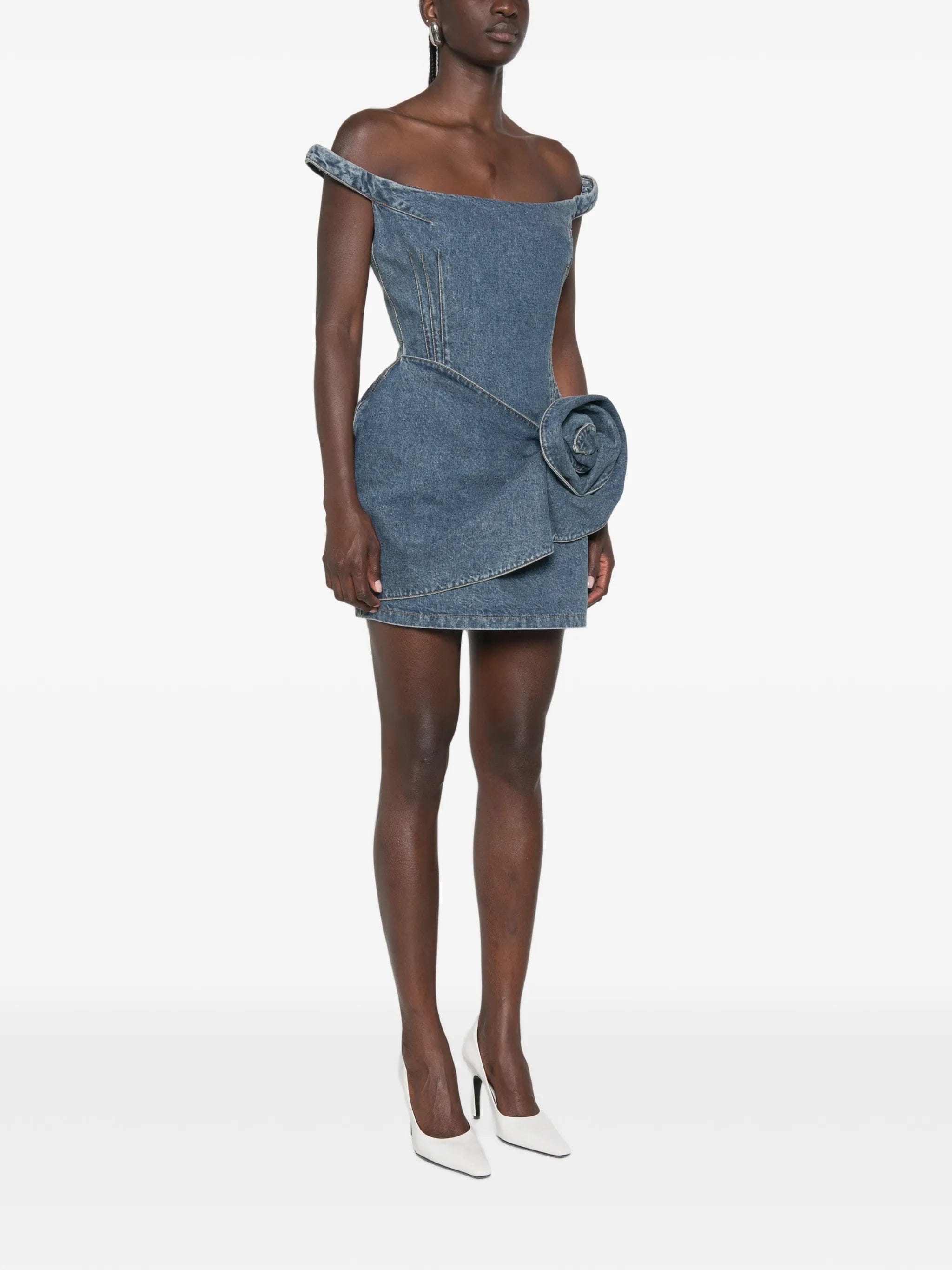 Magda Butrym floral - detail off - the - shoulder mini dress