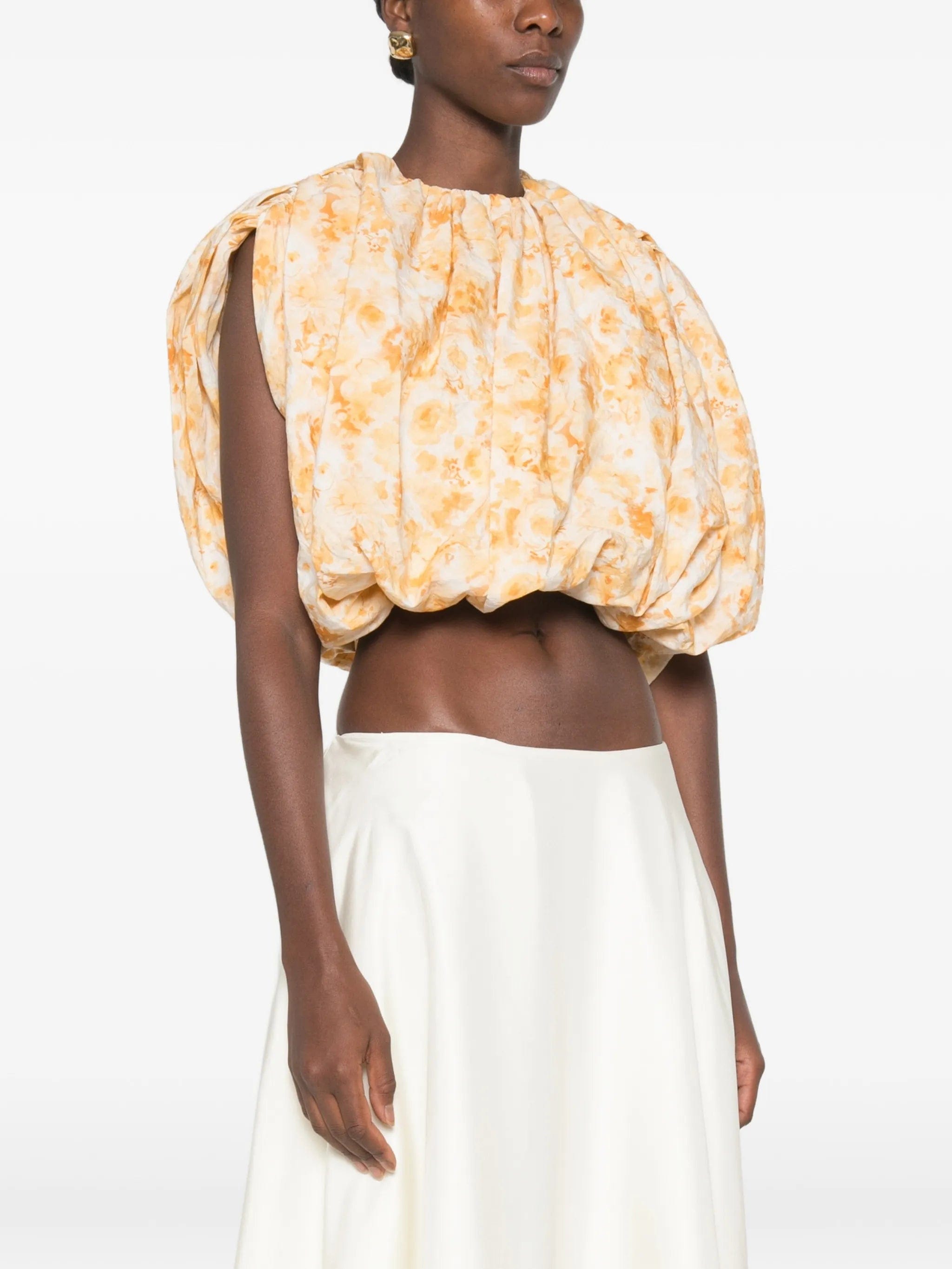 Magda Butrym floral - print puff - sleeve blouse