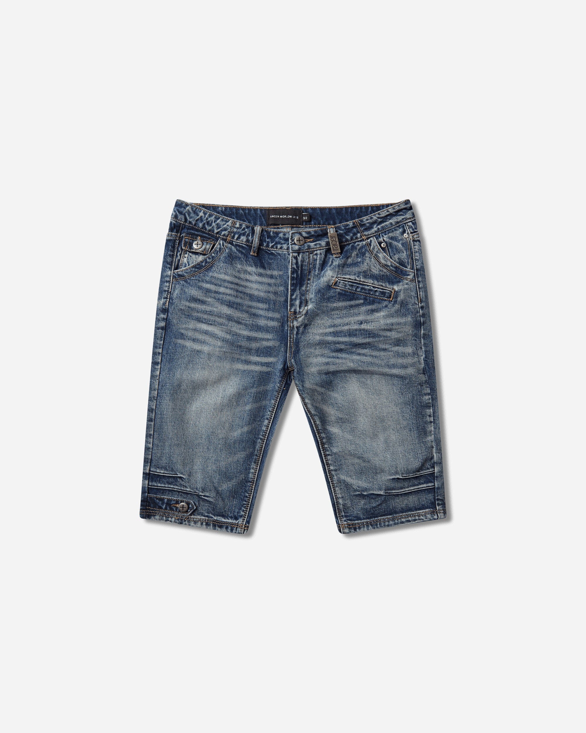 Racer Worldwide Long Denim Shorts Blue