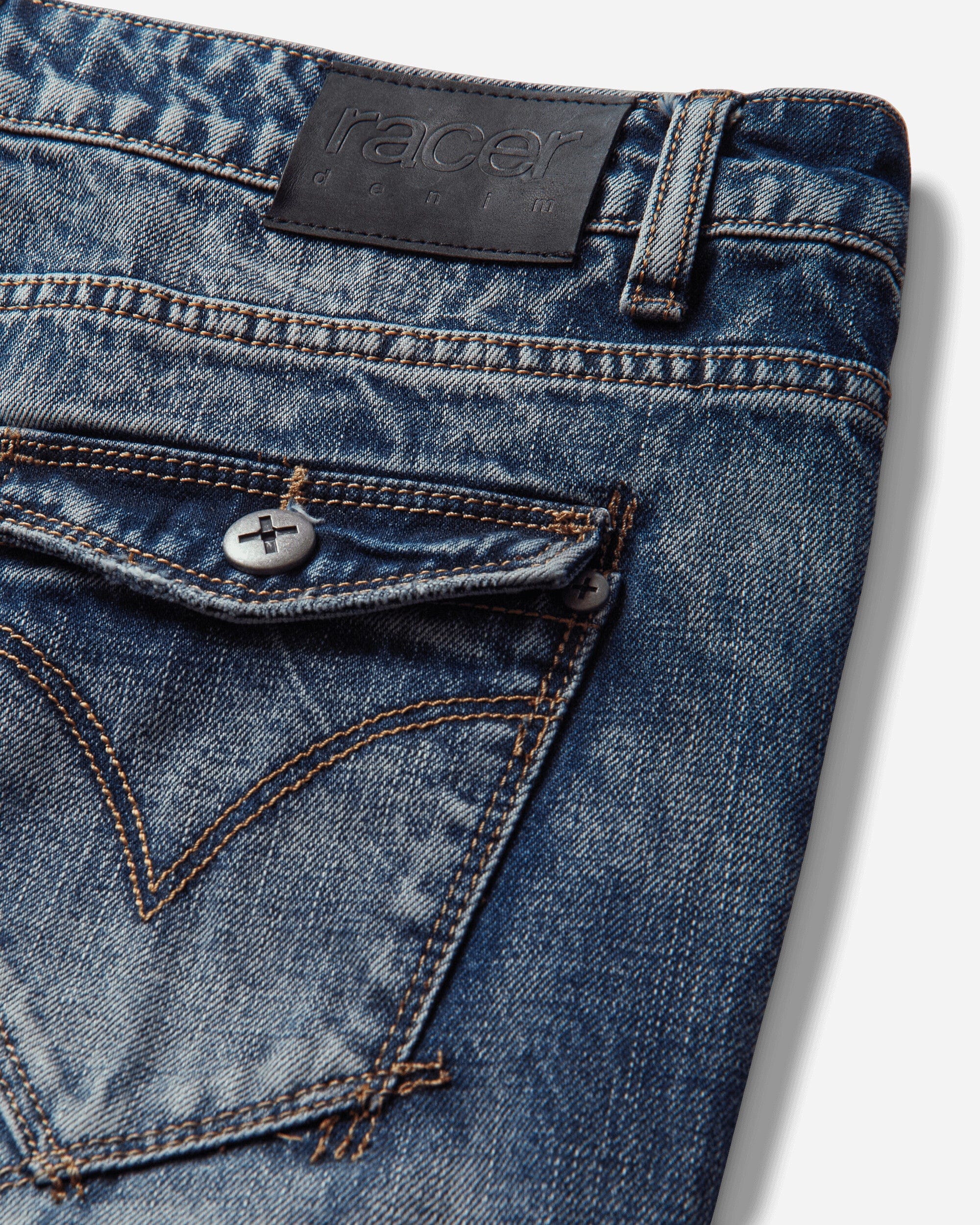 Racer Worldwide Long Denim Shorts Blue