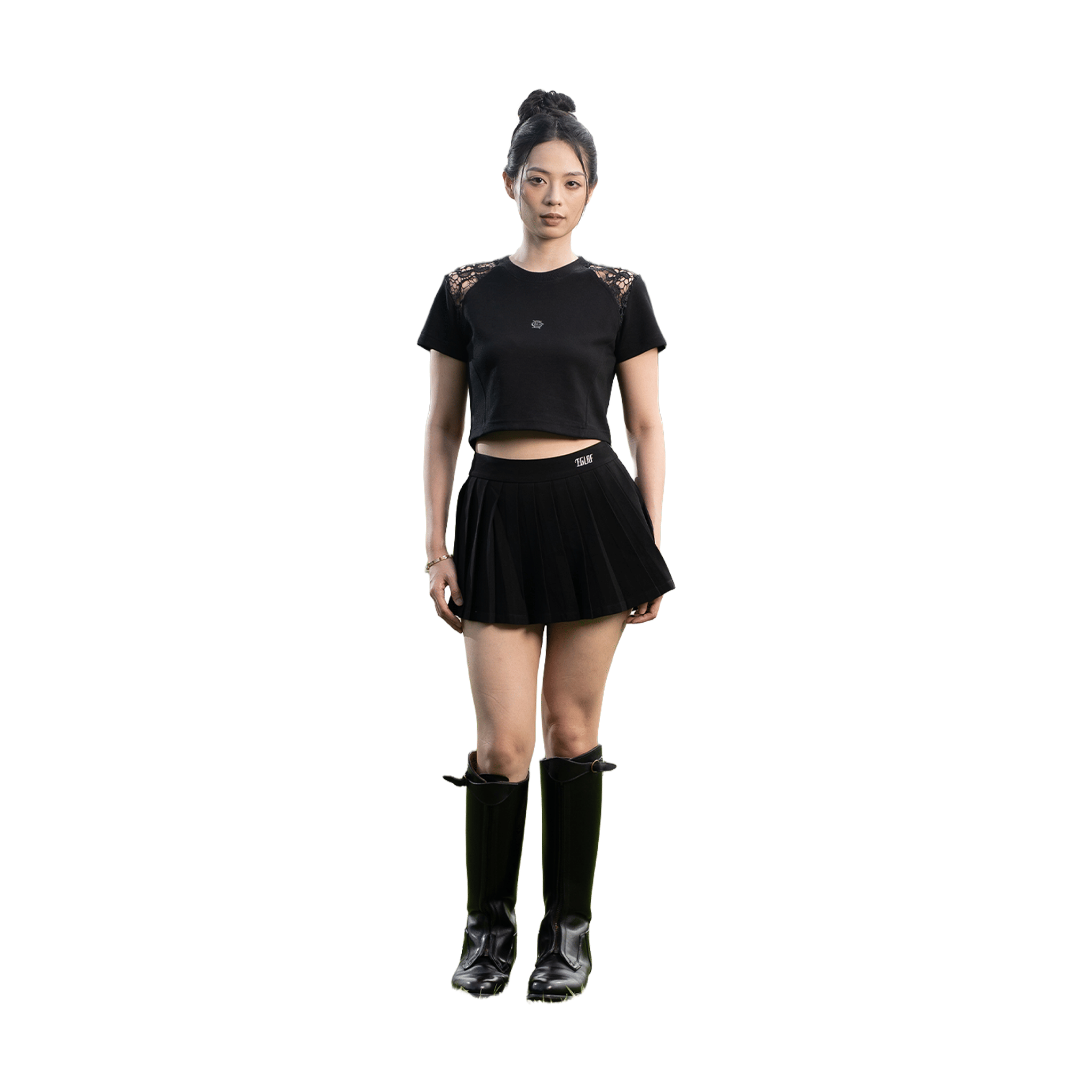 EGLAF RU Lace Crop Top Black (SS26)