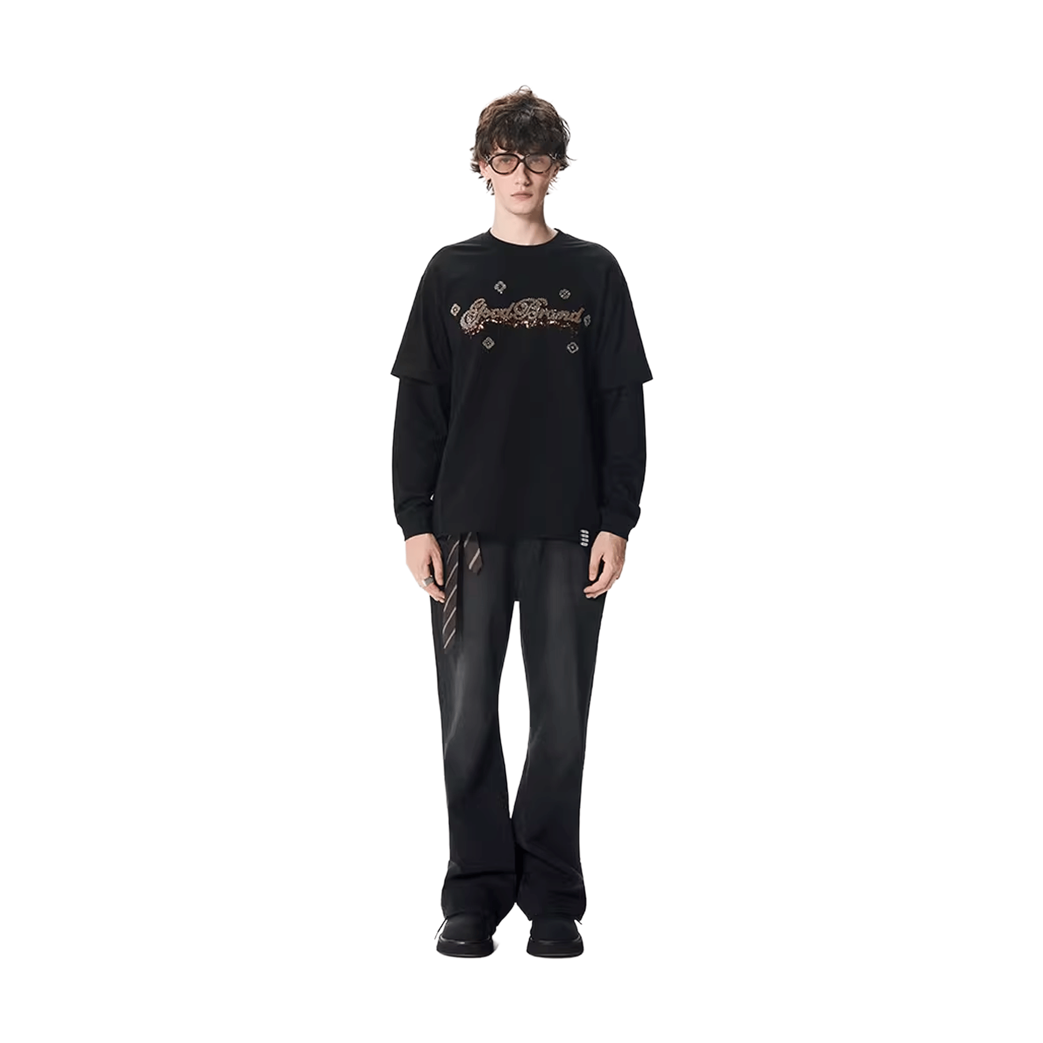 Goodbrand Melting Ice Cream Two - Piece Long Sleeved T-Shirt Black (FW25)