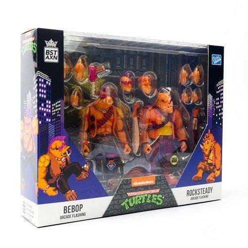 The Loyal Subjects SDCC 2022 BST AXN Teenage Mutant Ninja Turtles Arcade Bebop and Rocksteady 5 - Inch Action Figures PX