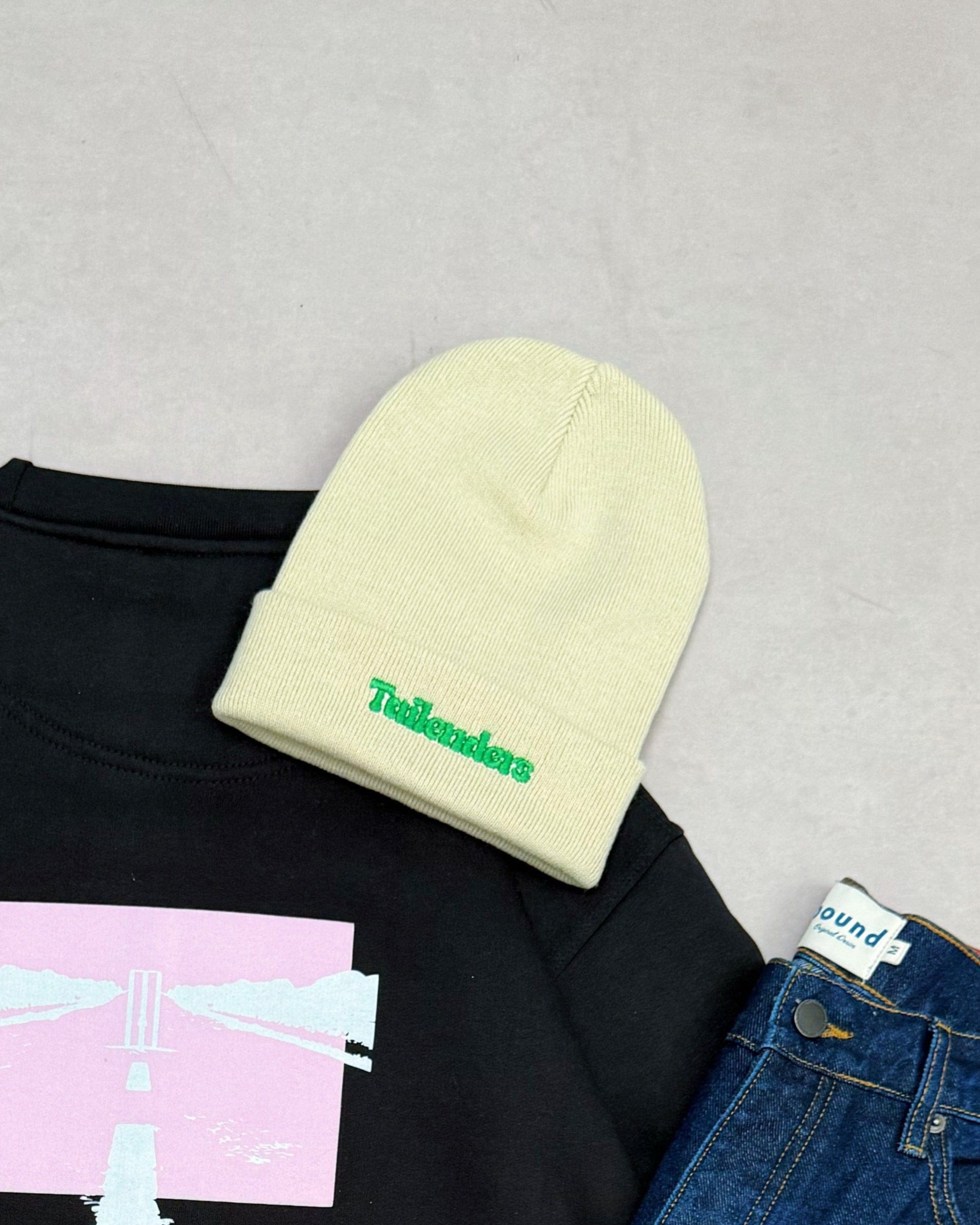 Tailenders Logo Embroidered Beanie - Sand