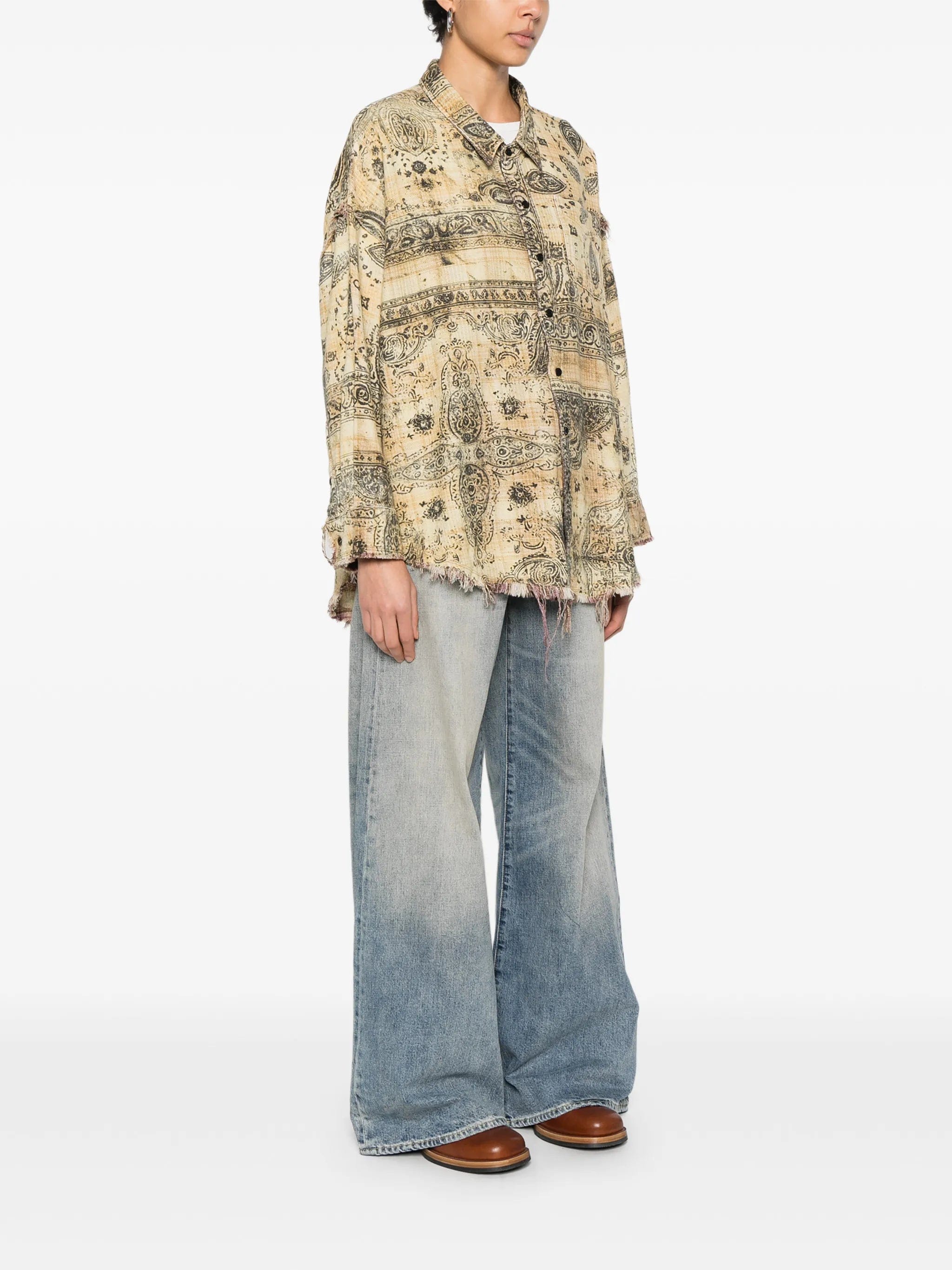 R13 shredded seam bandana shirt