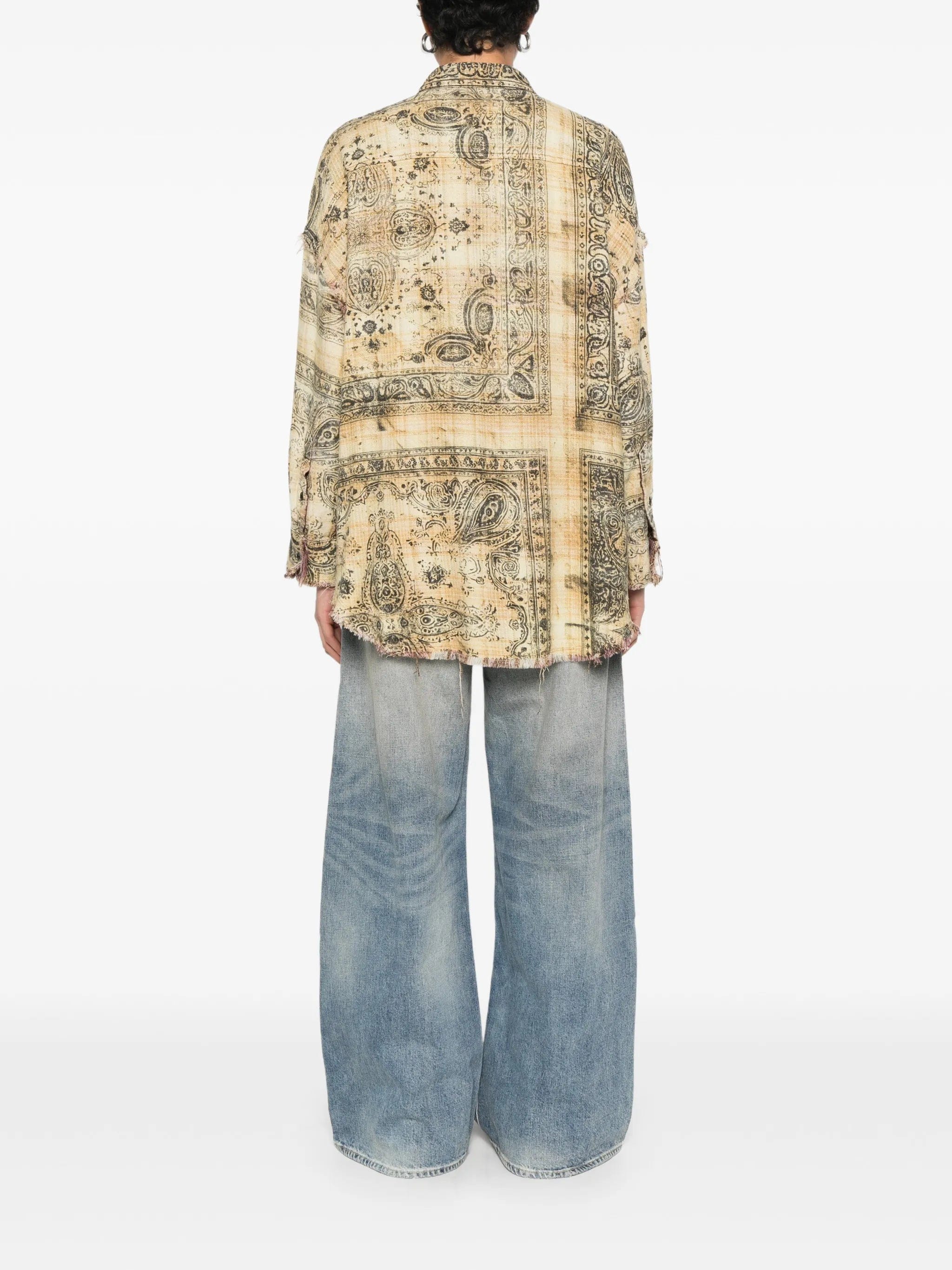 R13 shredded seam bandana shirt