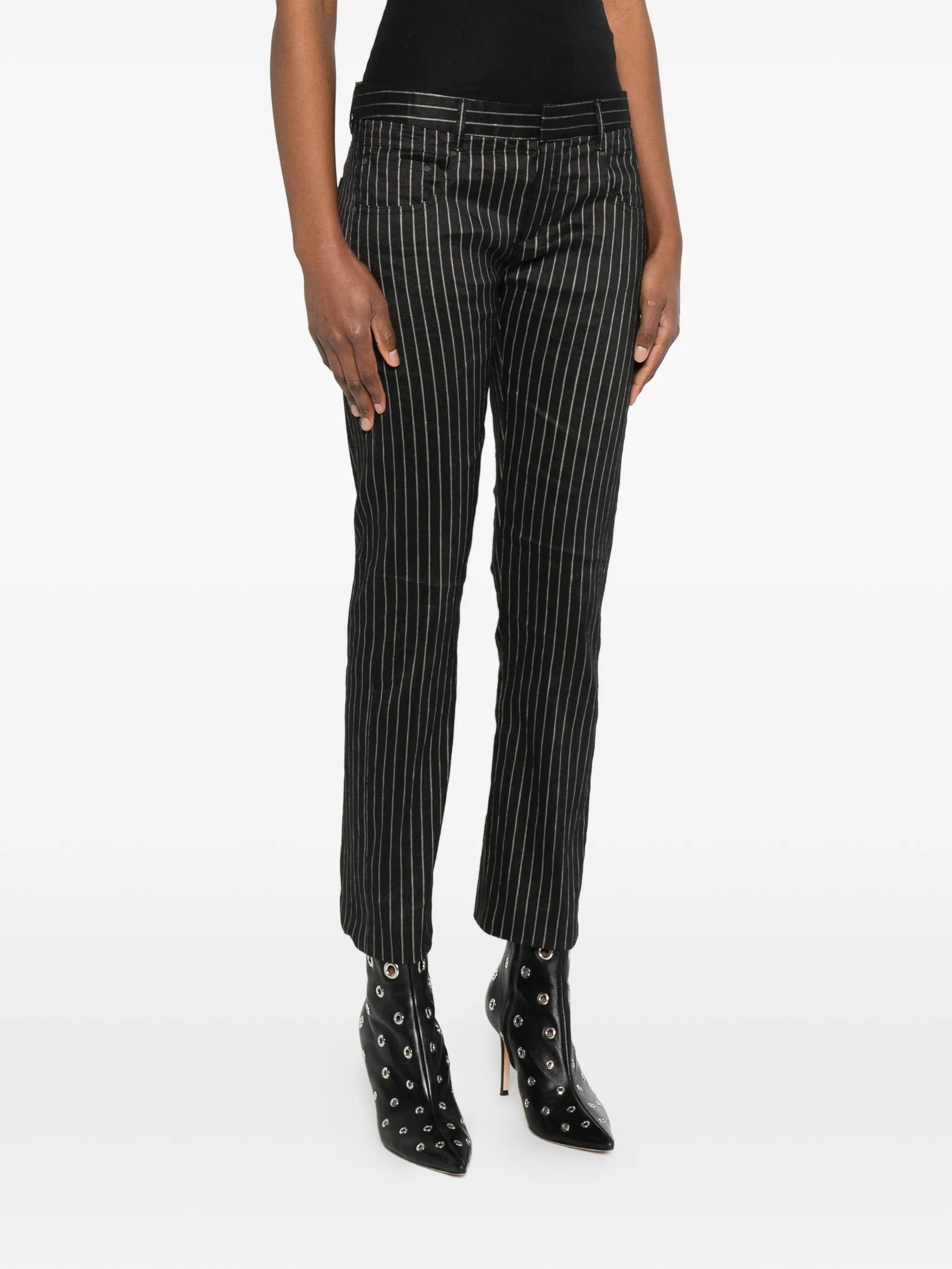 R13 striped trousers