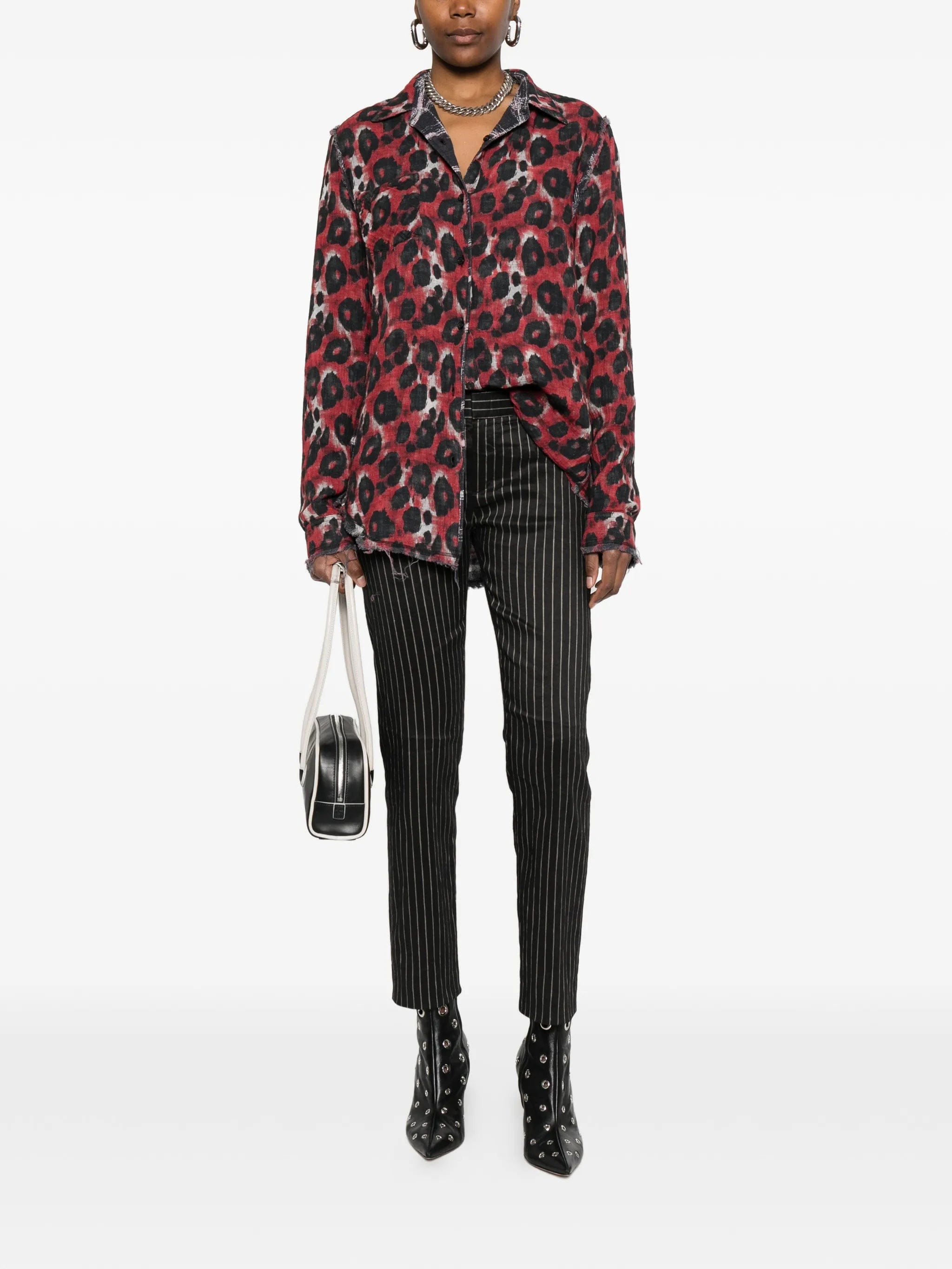 R13 plaid shredded seam shirt