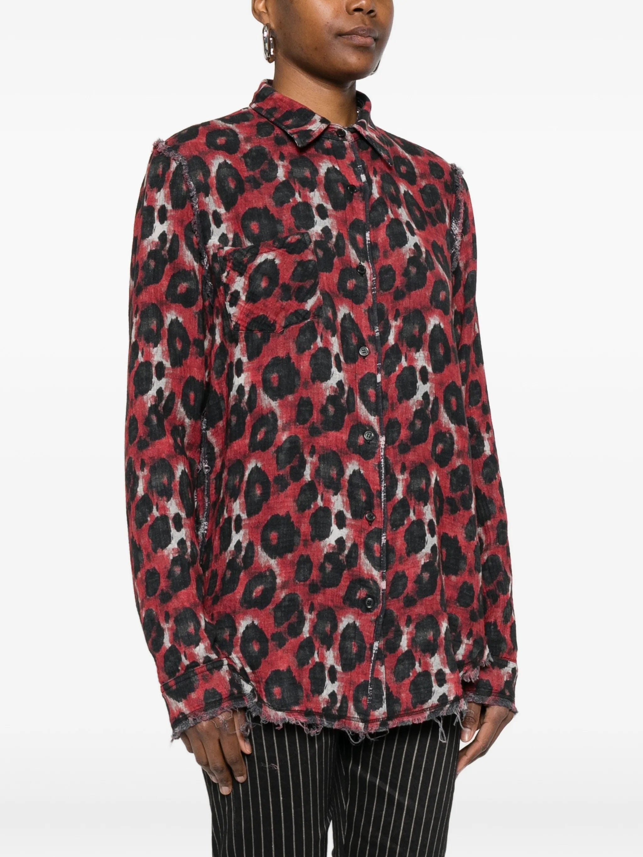 R13 plaid shredded seam shirt