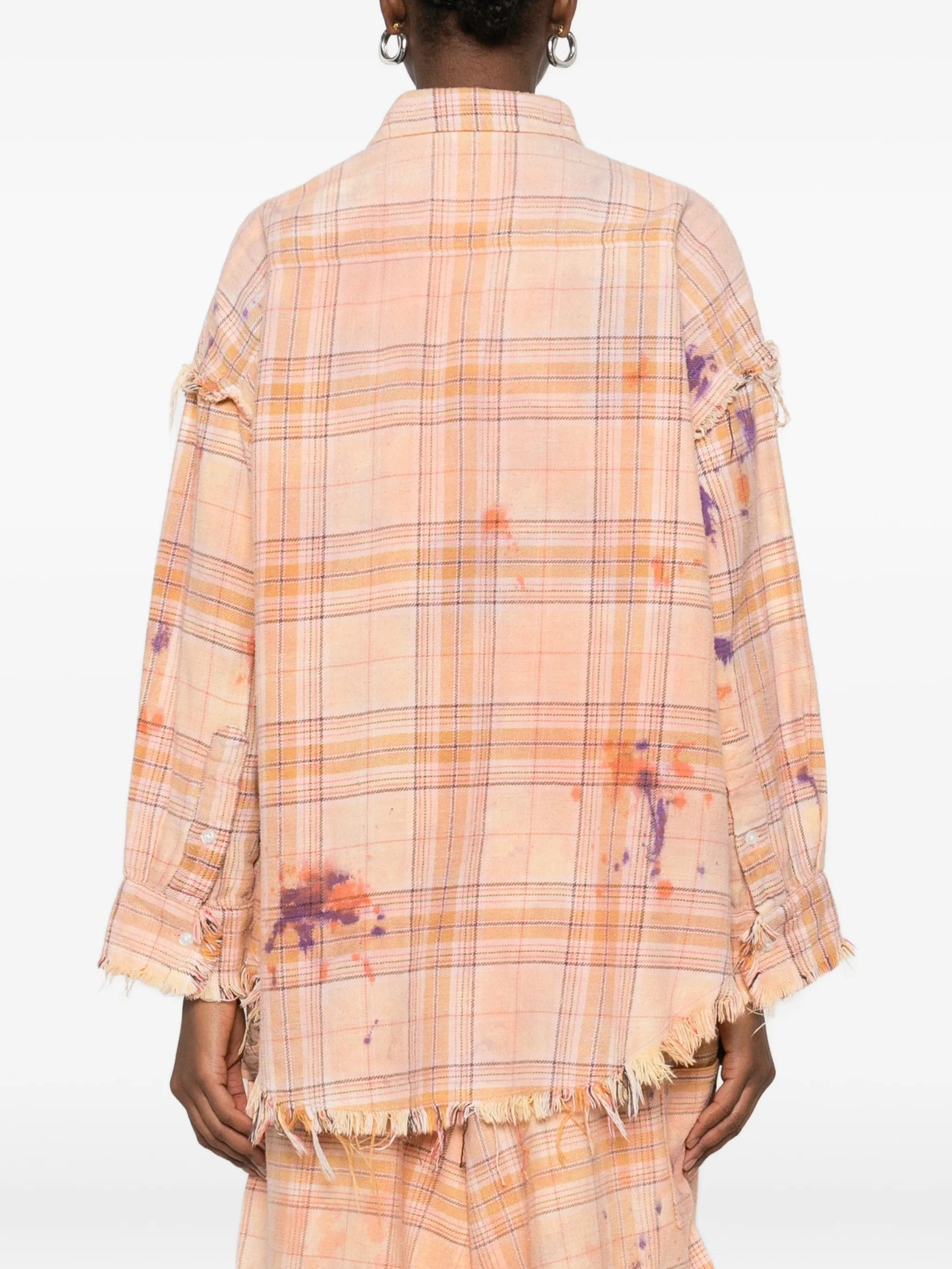 R13 long - sleeve plaid - pattern shirt