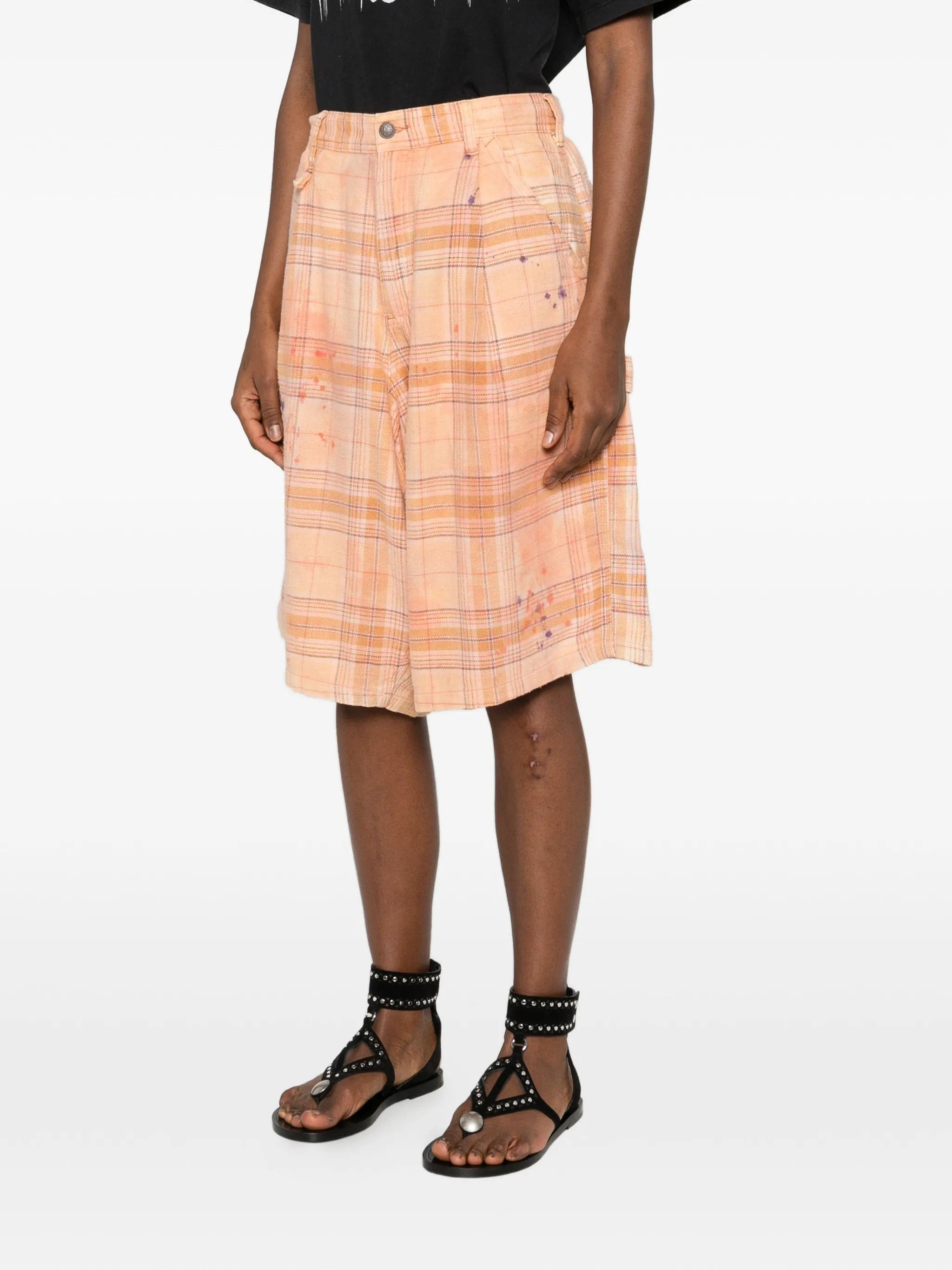 R13 Jesse plaid carpenter shorts