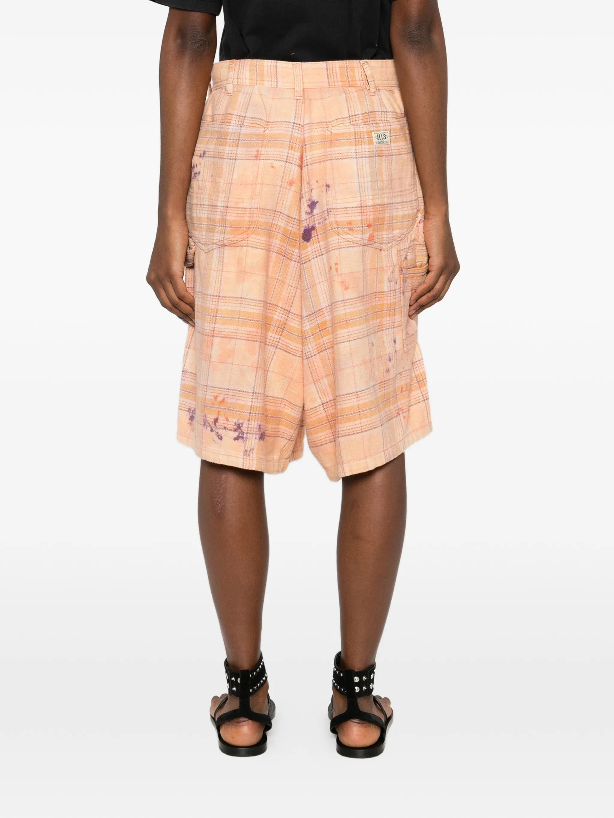 R13 Jesse plaid carpenter shorts
