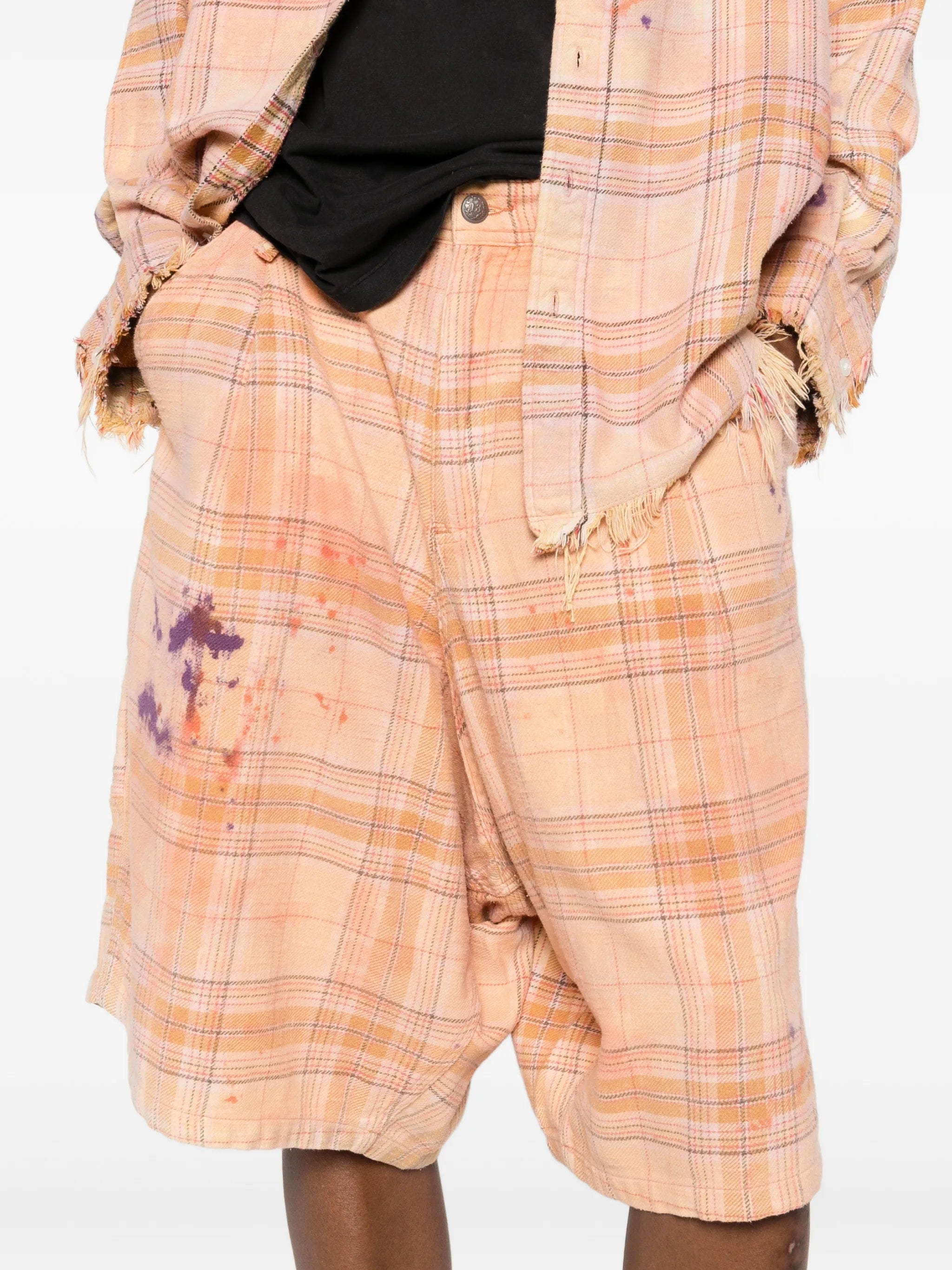 R13 Jesse plaid carpenter shorts