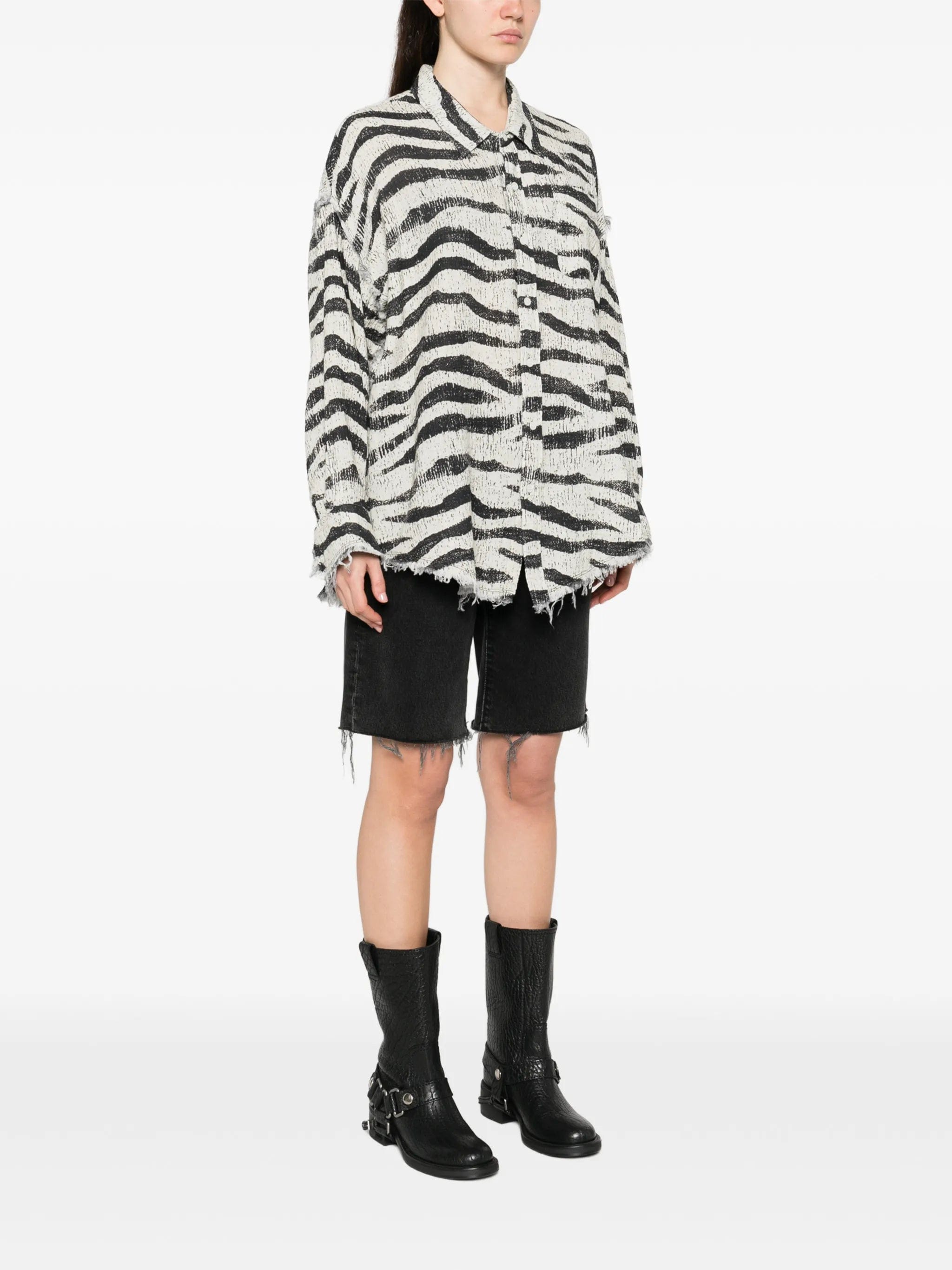 R13 zebra frayed shirt