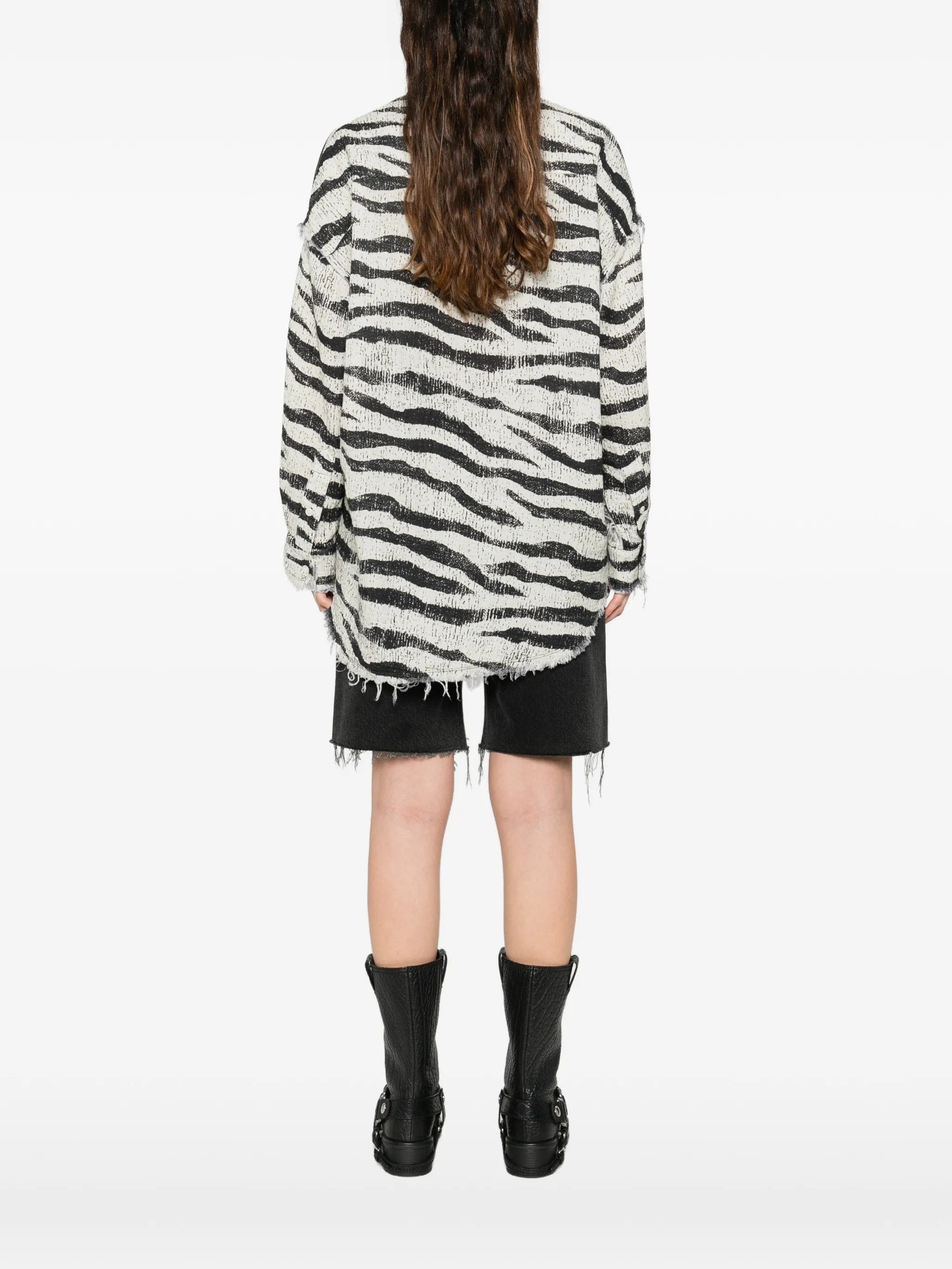 R13 zebra frayed shirt