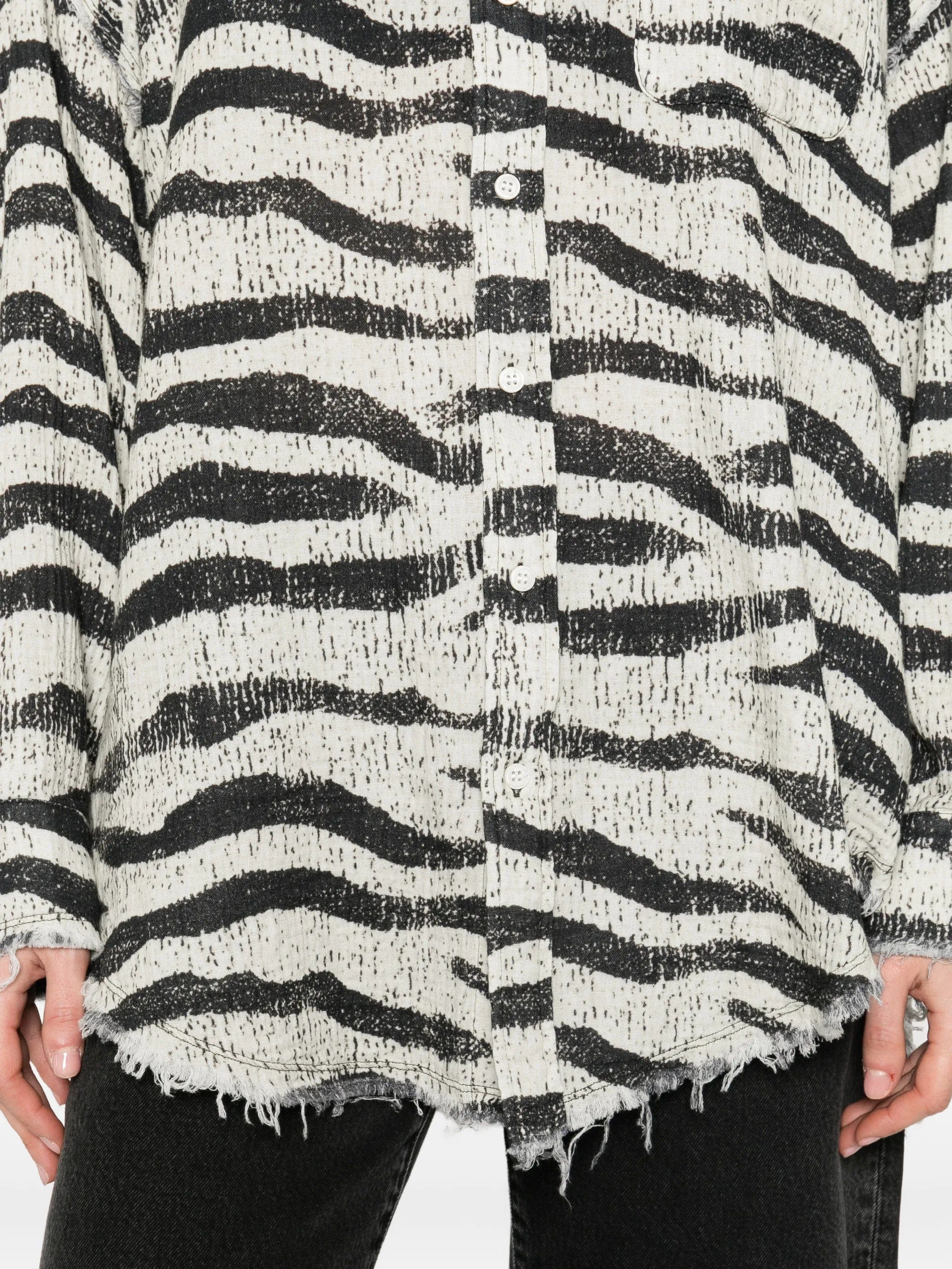 R13 zebra frayed shirt