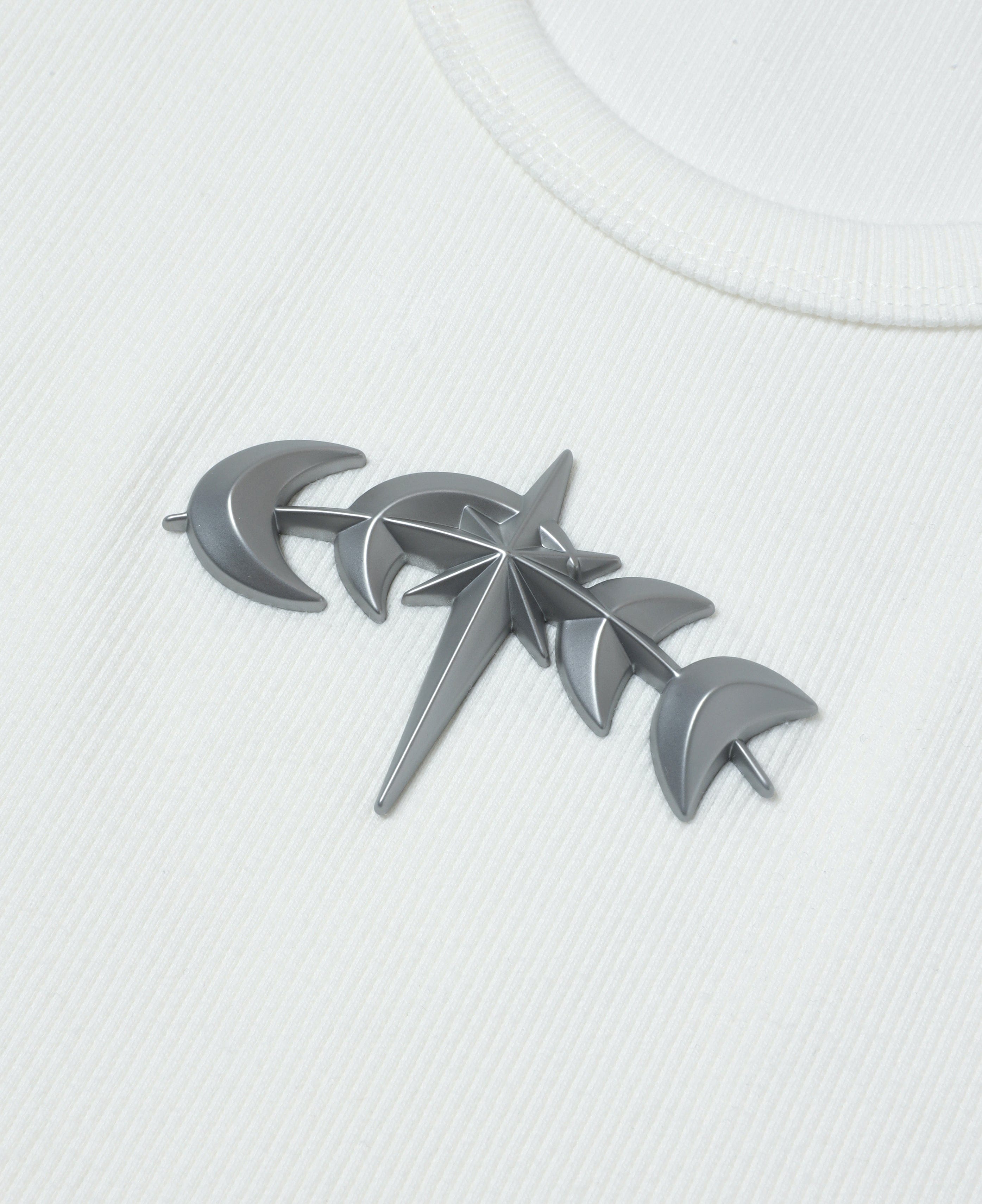 Theboyhasnopatience Luminous Dawn Astral Metal Logo Vest (White)