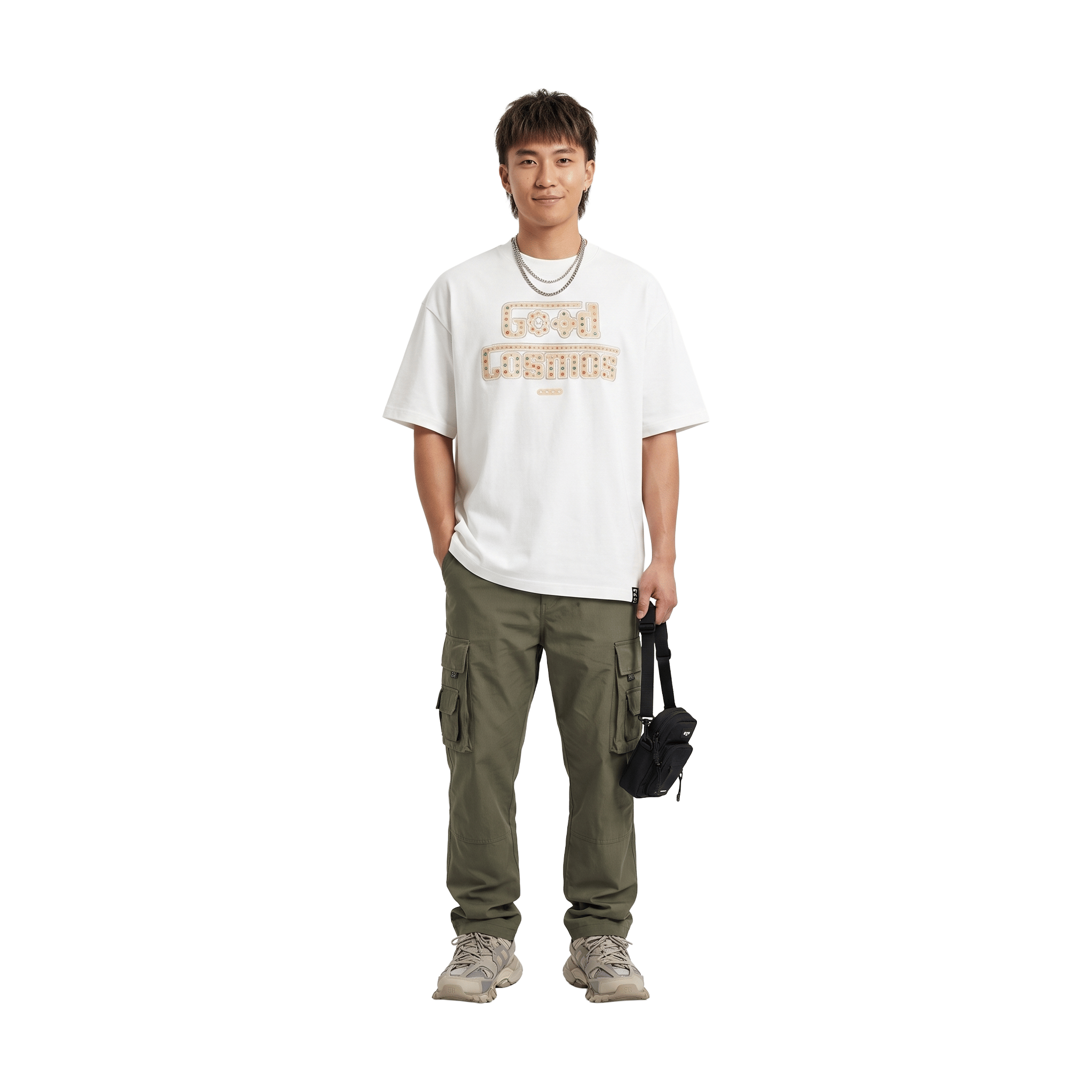 Goodbrand Colourful Cosmic Gemstone Slogan T-Shirt White (SS26)