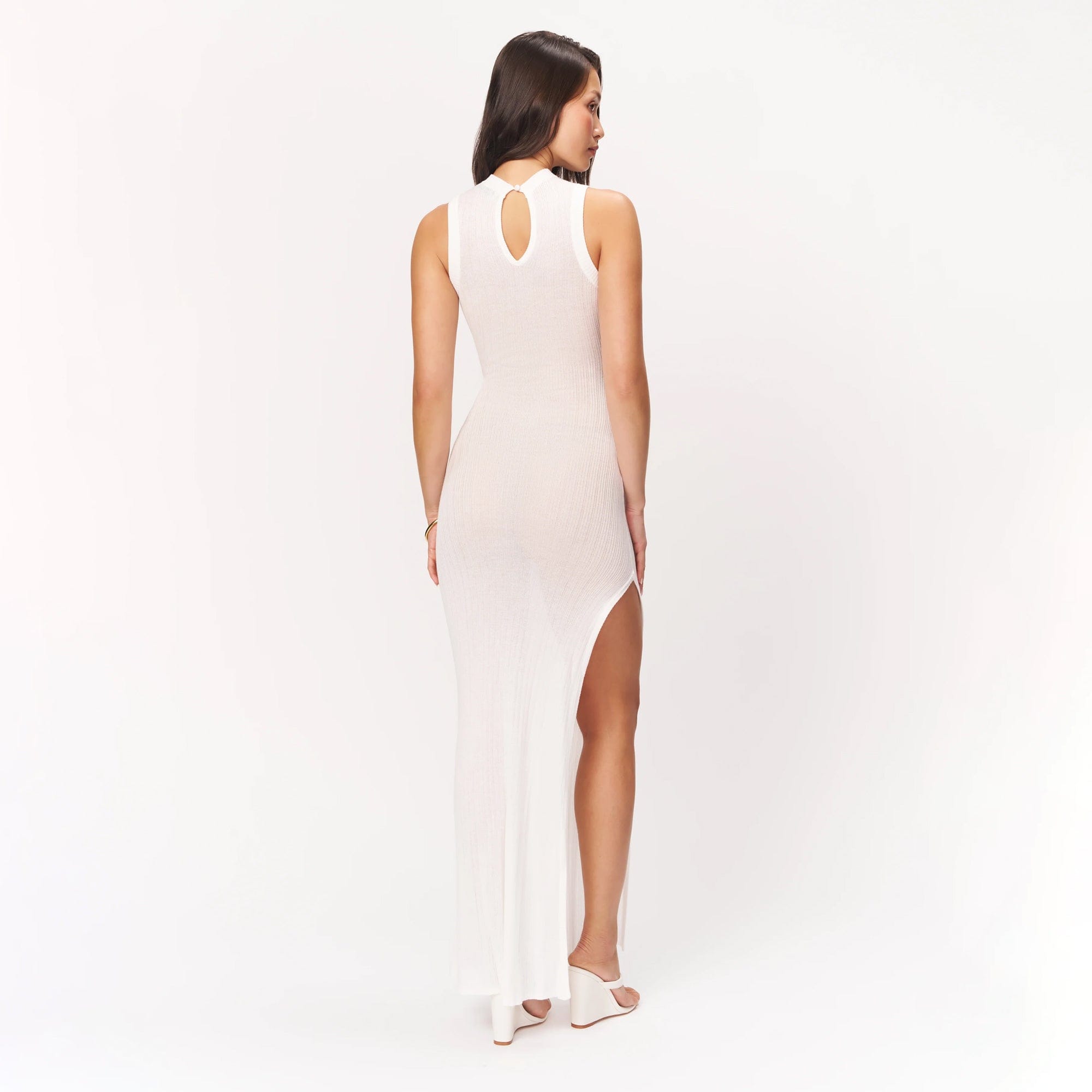 Guizio Womens Sheer Rib Maxi Dress