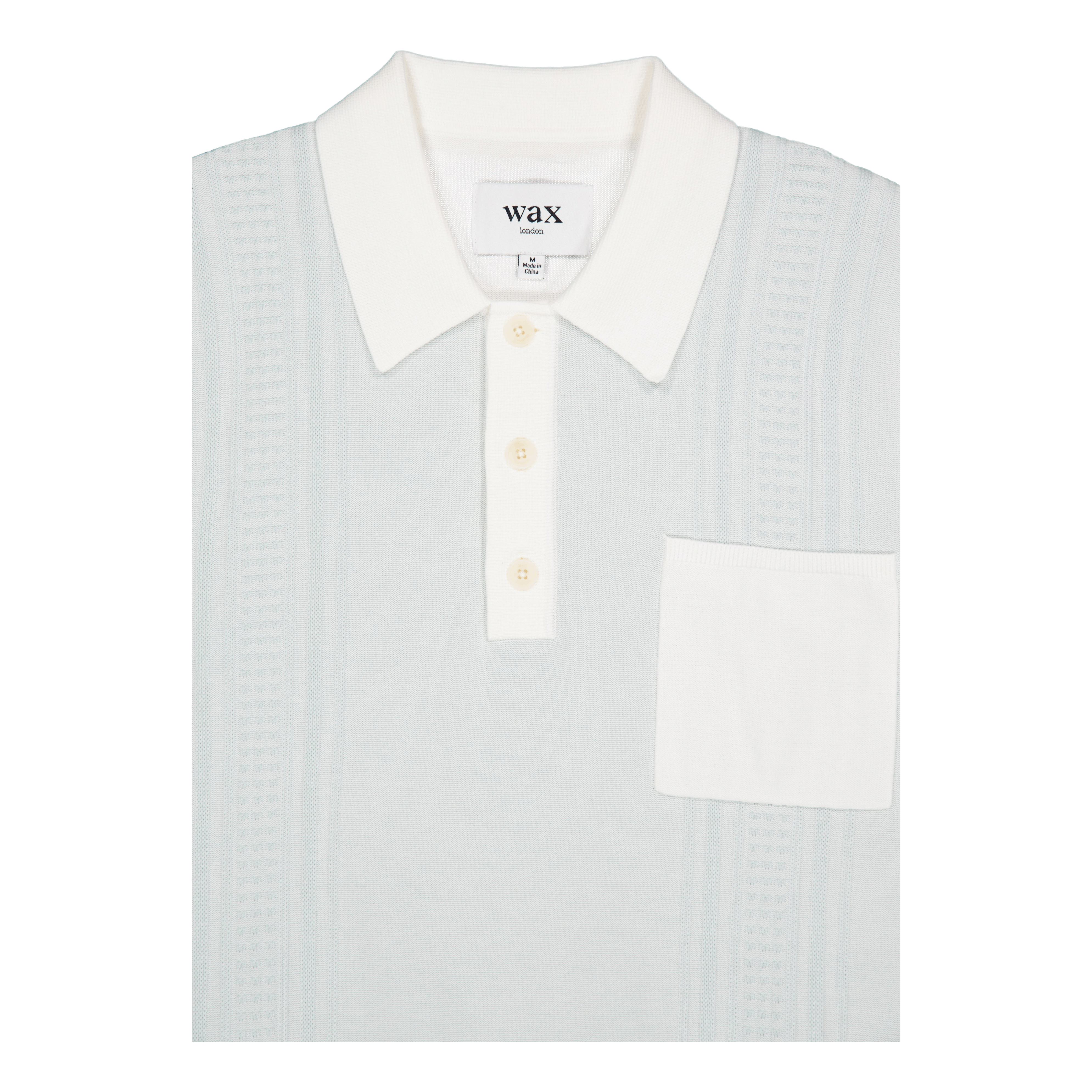 Wax London Turin Pocket Polo Pale Blue / Ecru