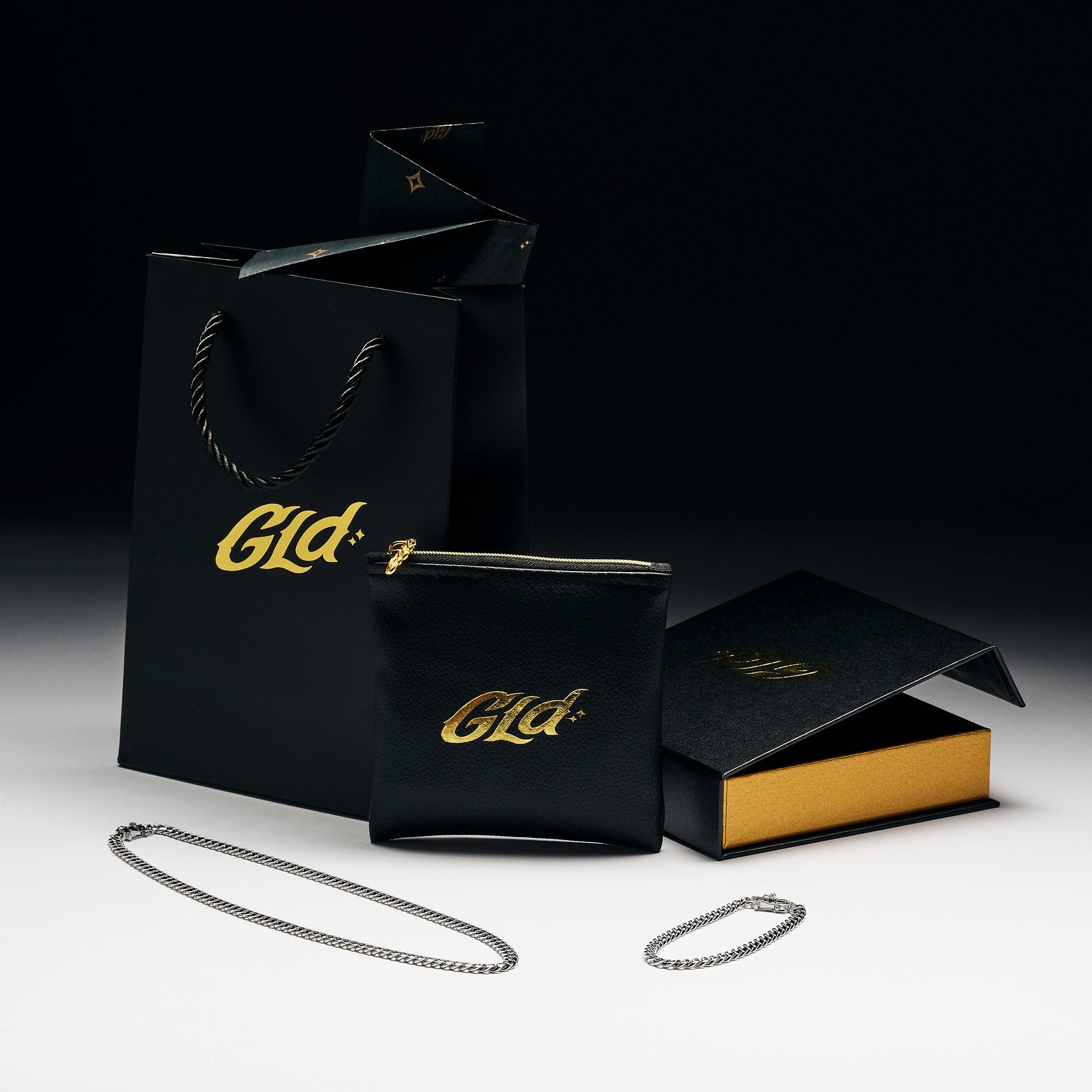 GLD Men Miami Cuban Chain + Bracelet Gift Bundle in White Gold - 5 mm