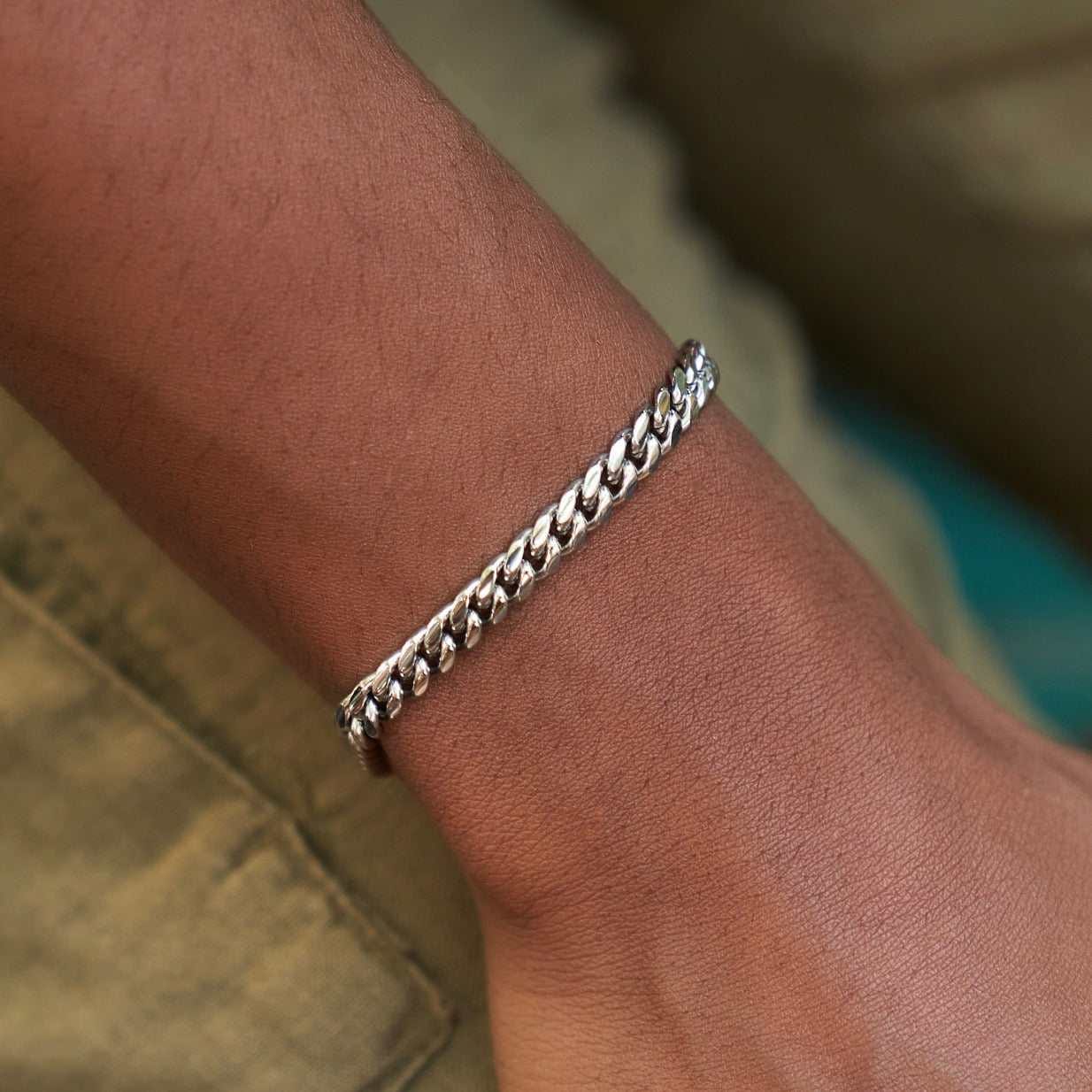 GLD Women Miami Cuban Necklace + Bracelet Gift Bundle in White Gold - 5 mm