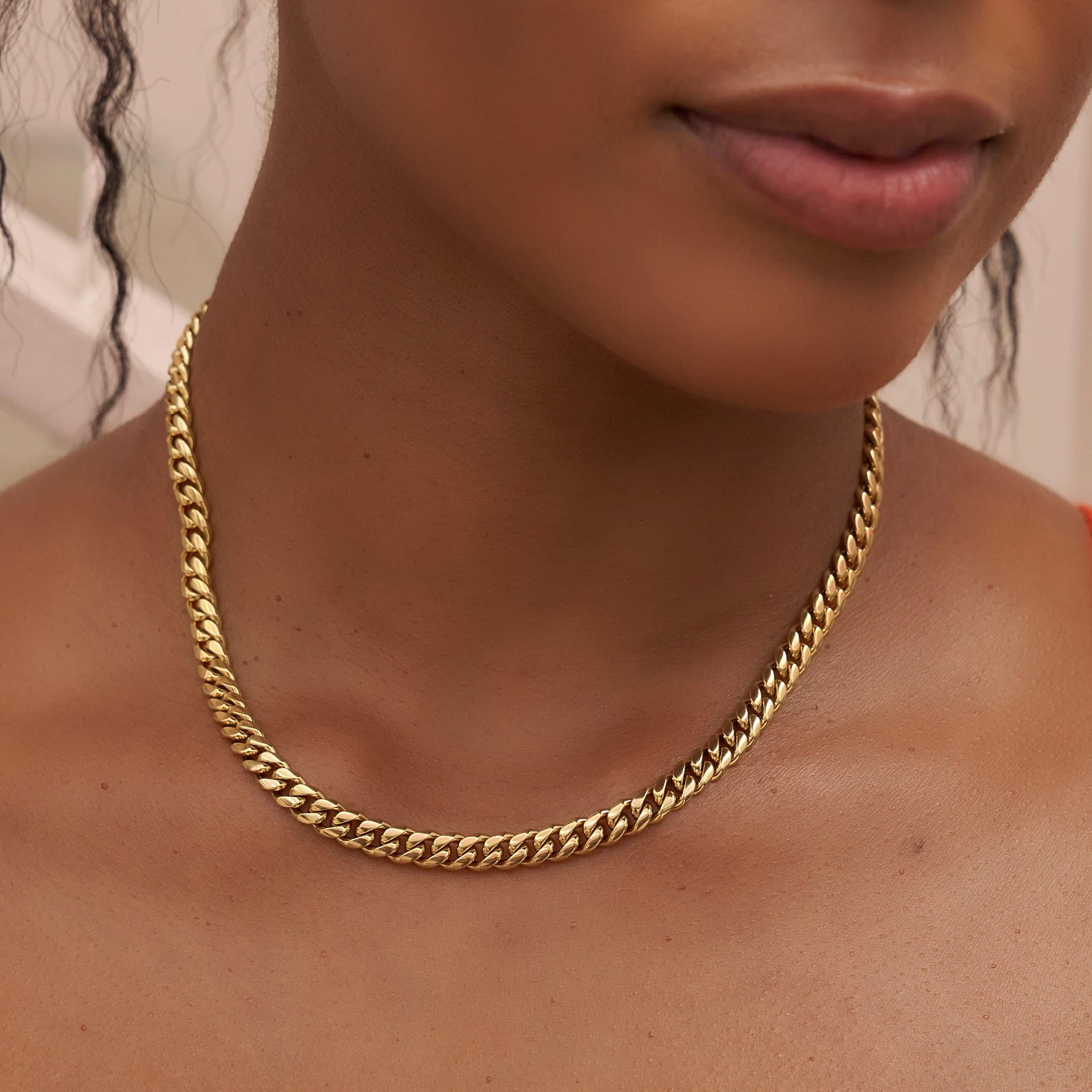 GLD Women Miami Cuban Necklace + Bracelet Gift Bundle in Yellow Gold - 5 mm