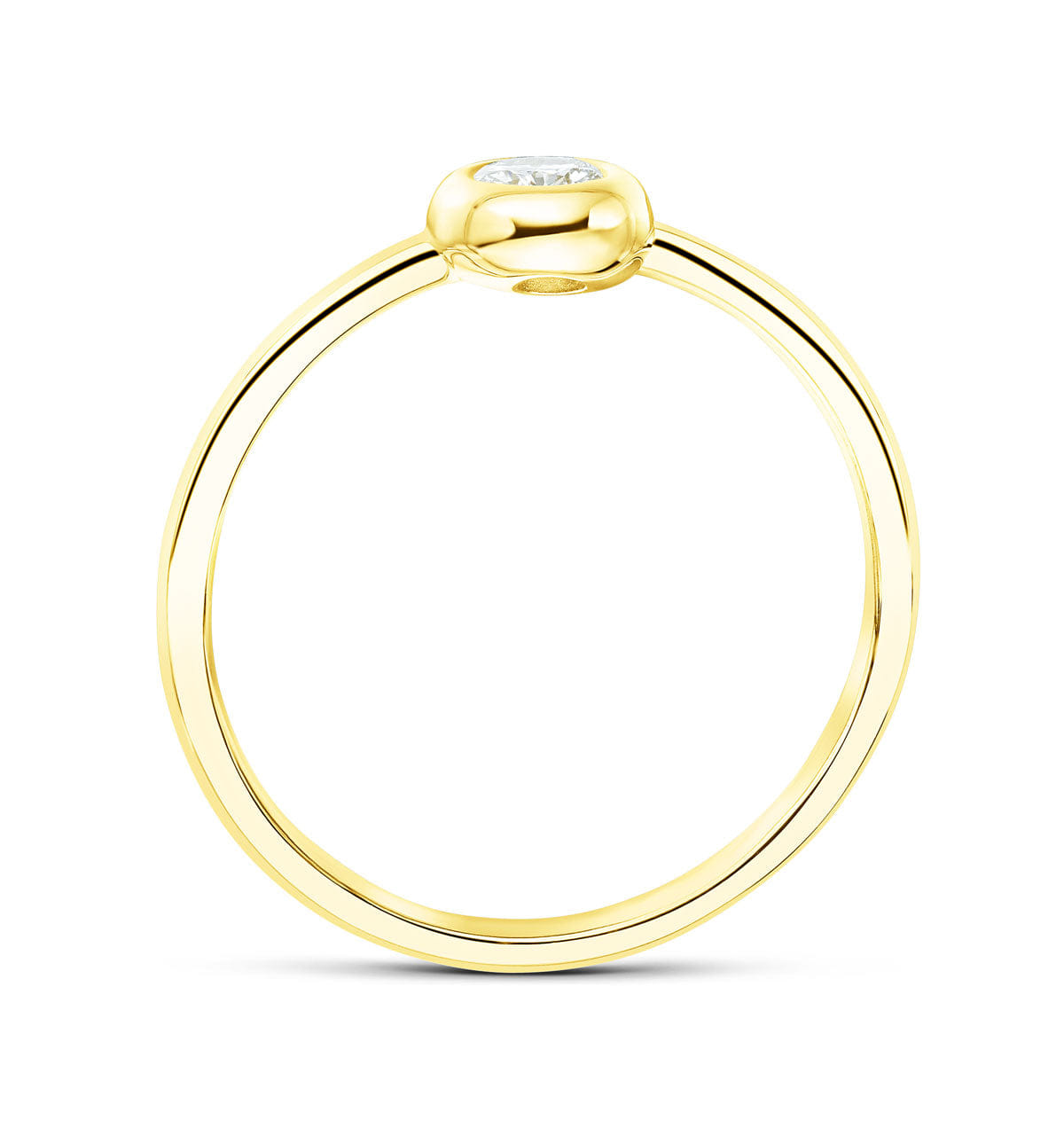 Diamond 18K Gold Single Stone Diamond Rubover Ring 0.15ct - SIZE K