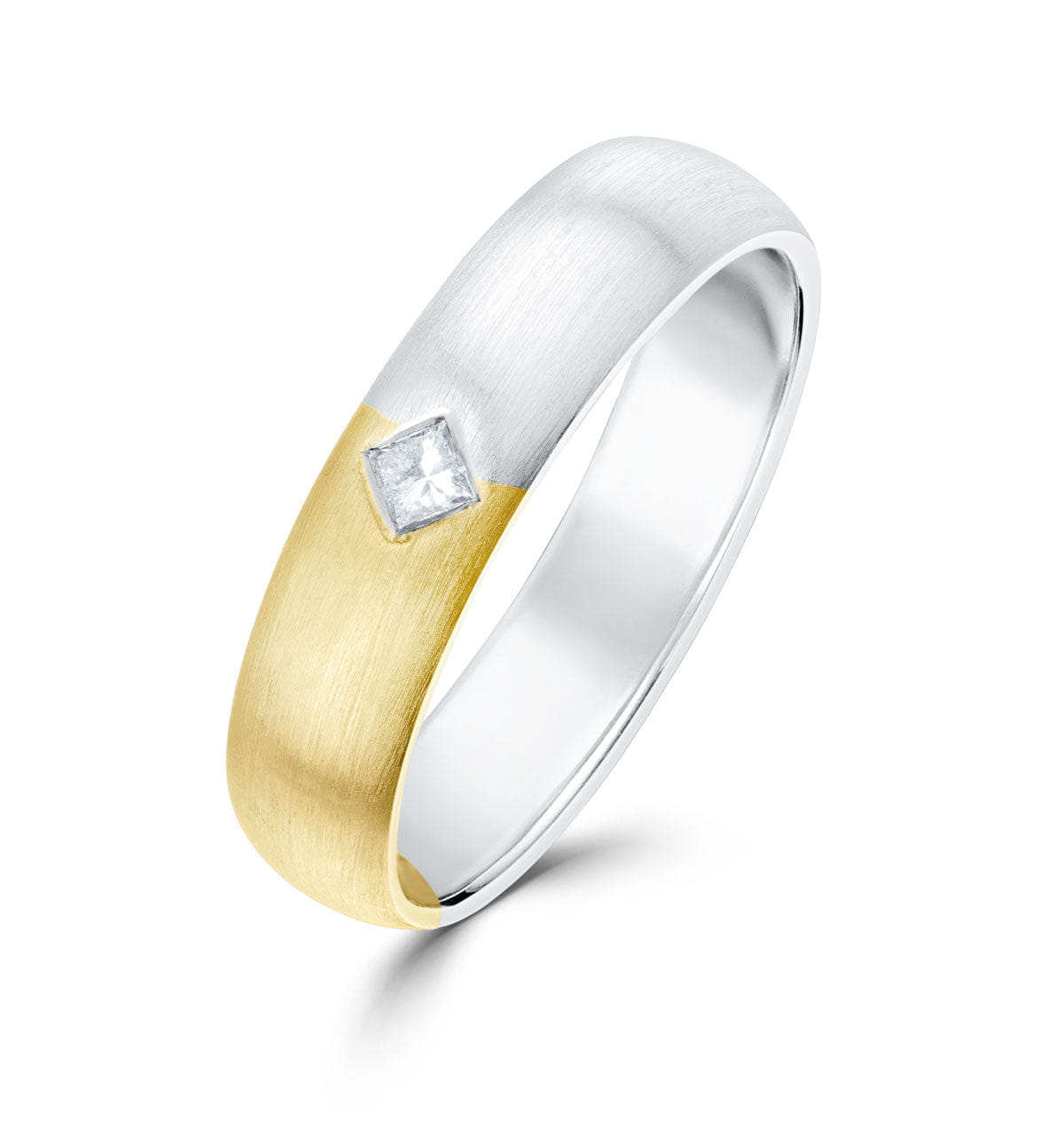 PRINCESS 18K Two Tone Single Stone Princess Diamond Ring - SIZE L