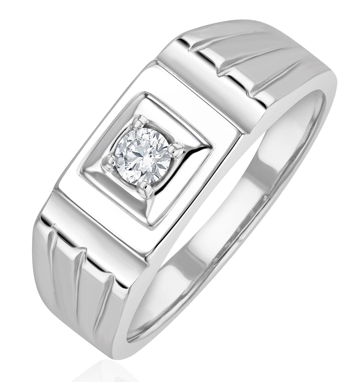 Solitaire Mens Solitaire Signet Lab Diamond Ring 0.15ct in 925 Silver