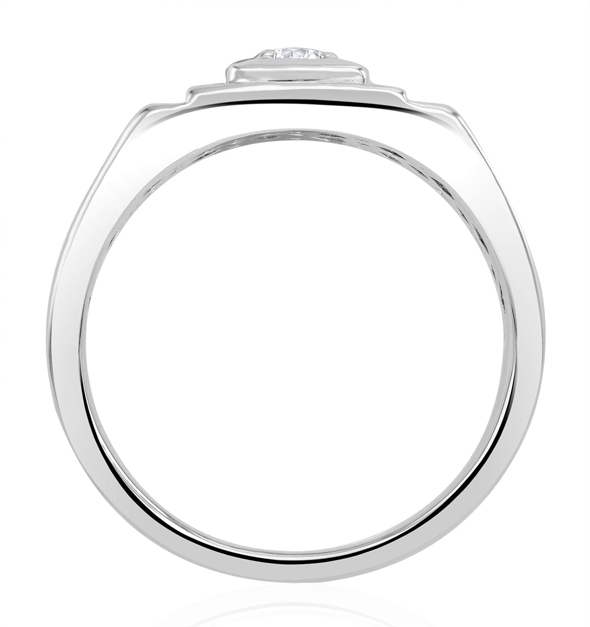 Solitaire Mens Solitaire Signet Lab Diamond Ring 0.15ct in 925 Silver