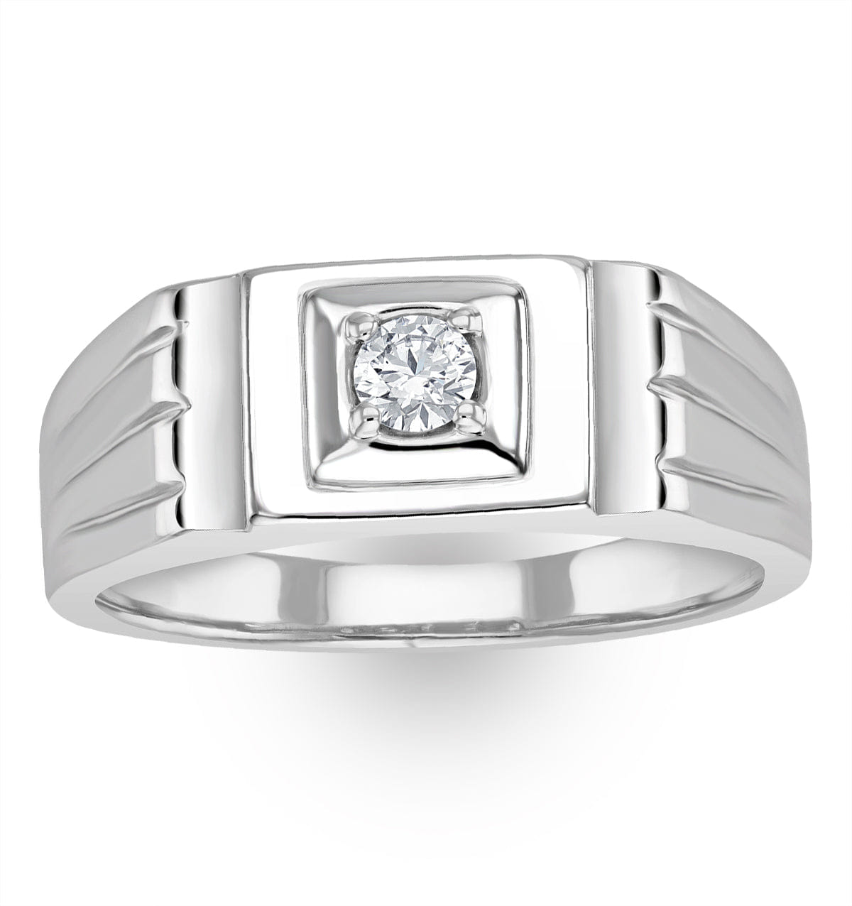 Solitaire Mens Solitaire Signet Lab Diamond Ring 0.15ct in 925 Silver