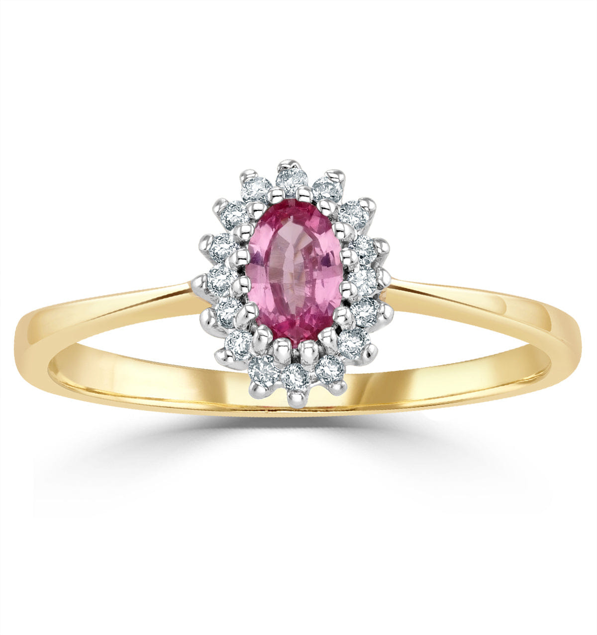 Diamond 9K Gold Diamond Pink Sapphire Ring 0.05ct