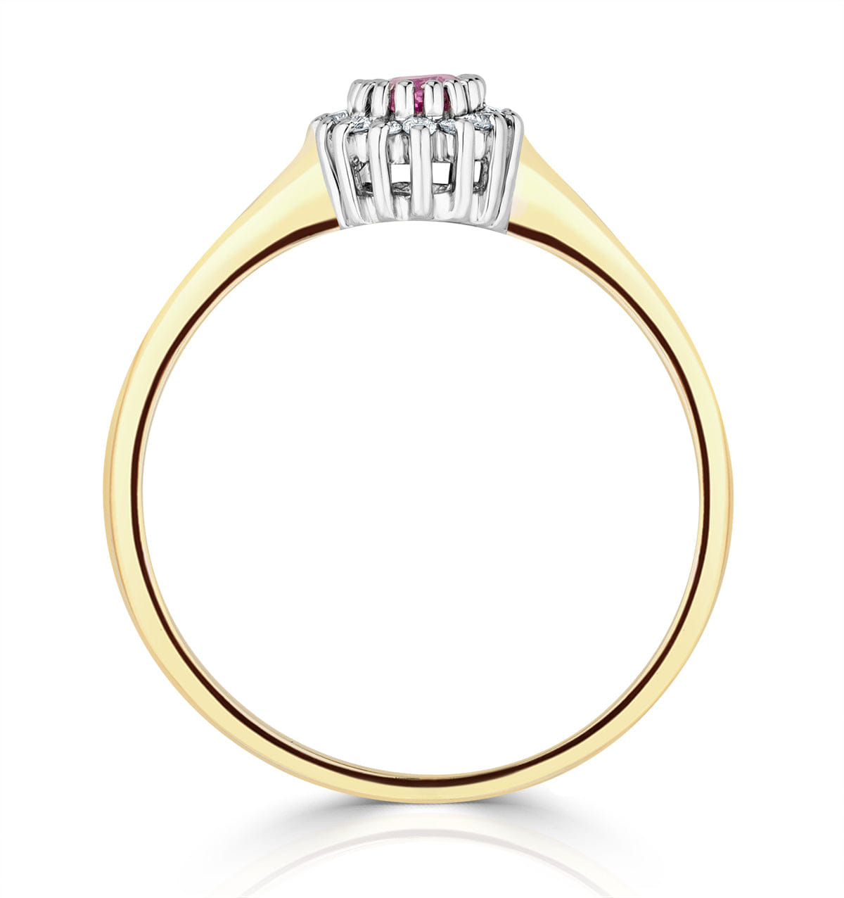 Diamond 9K Gold Diamond Pink Sapphire Ring 0.05ct