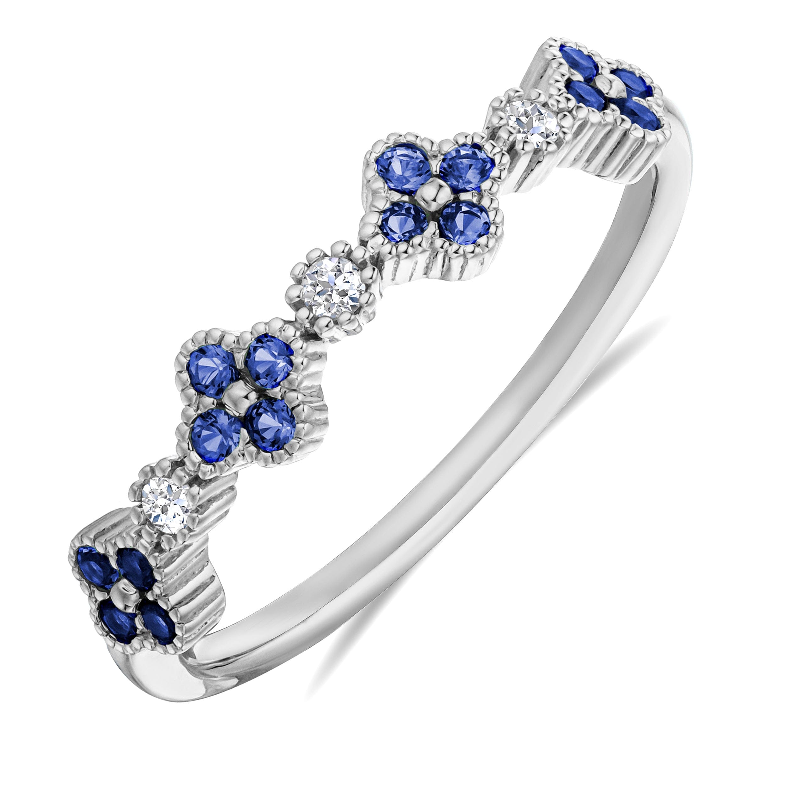 Alegria 0.25ct Lab Sapphire 4 Clover Ring in Sterling Silver