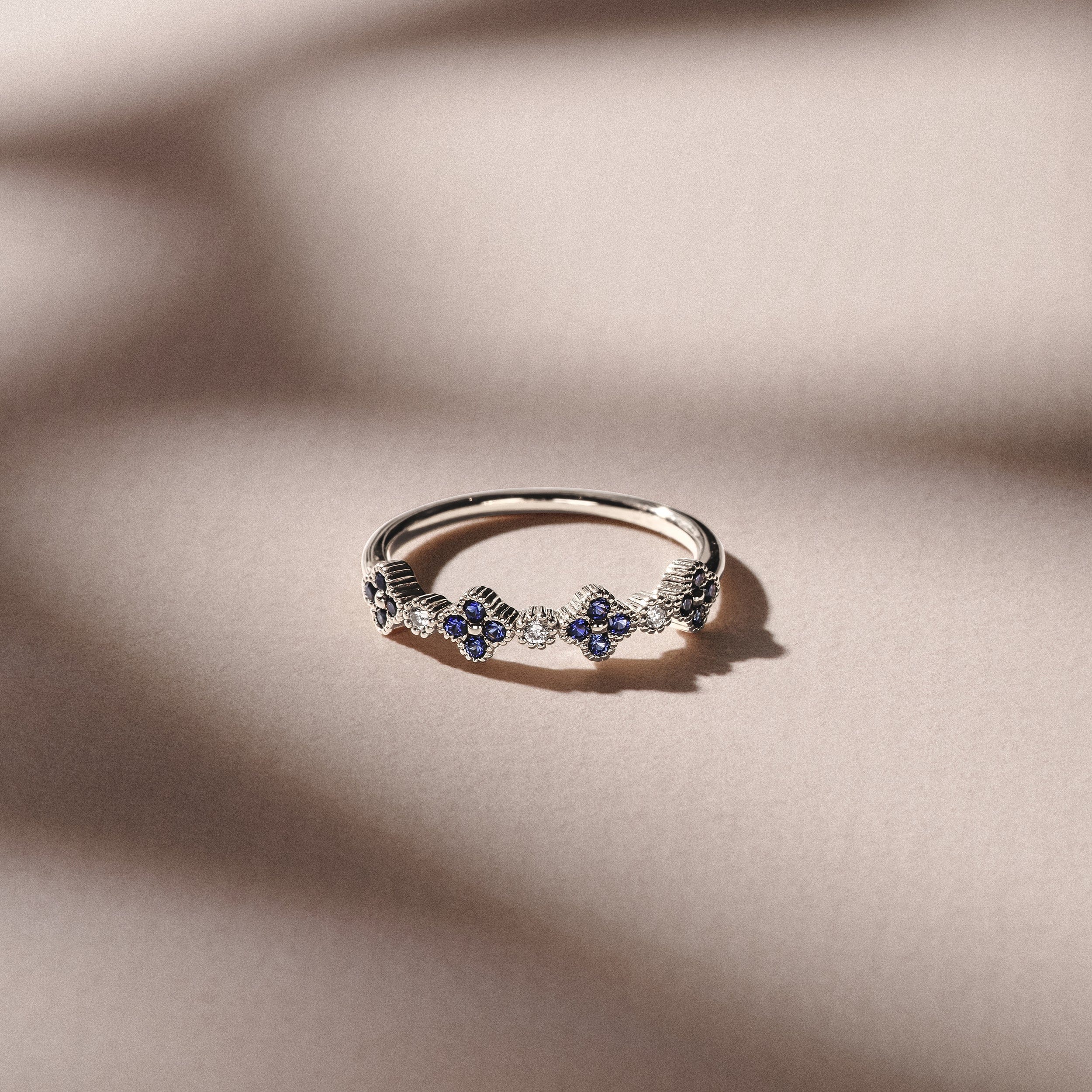 Alegria 0.25ct Lab Sapphire 4 Clover Ring in Sterling Silver