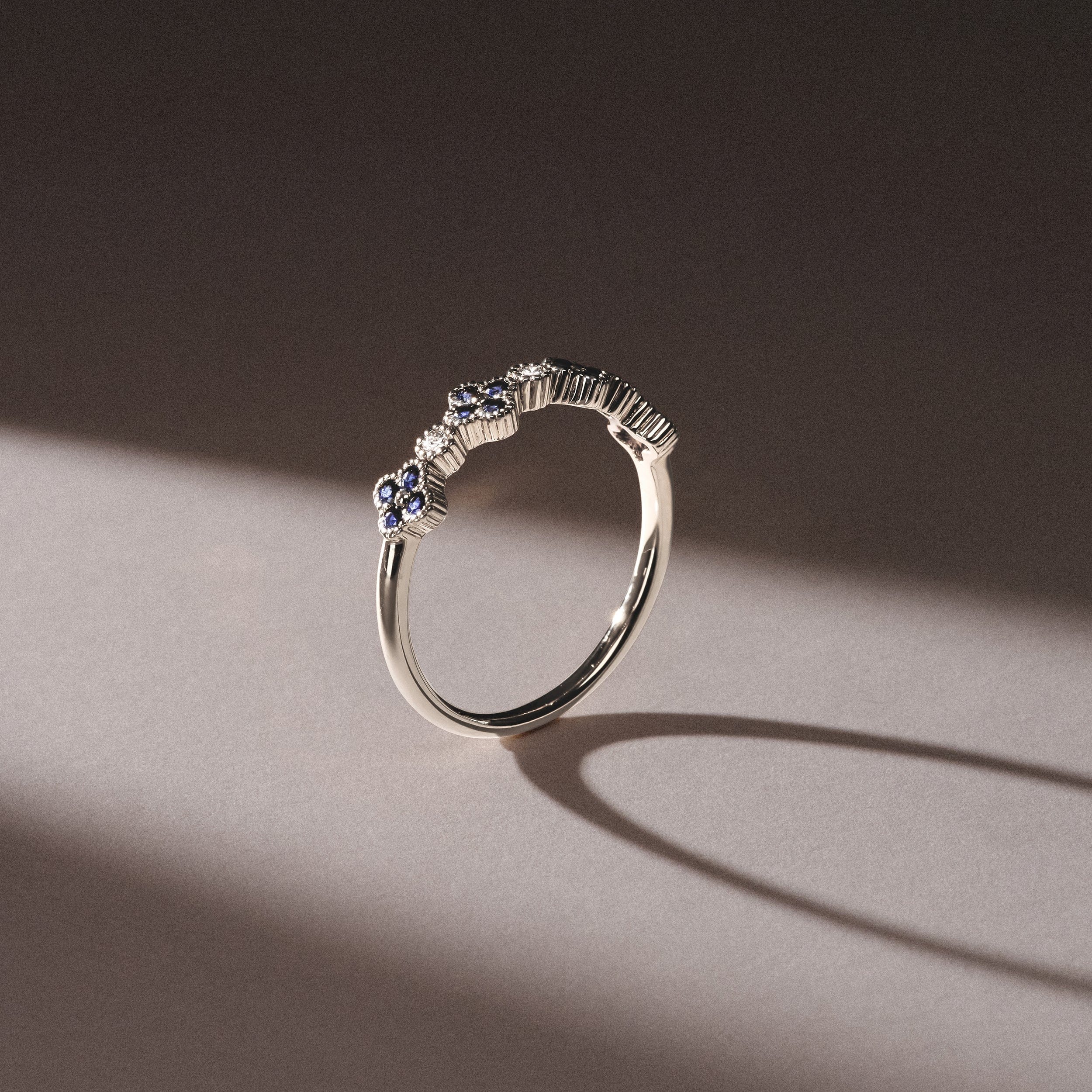 Alegria 0.25ct Lab Sapphire 4 Clover Ring in Sterling Silver