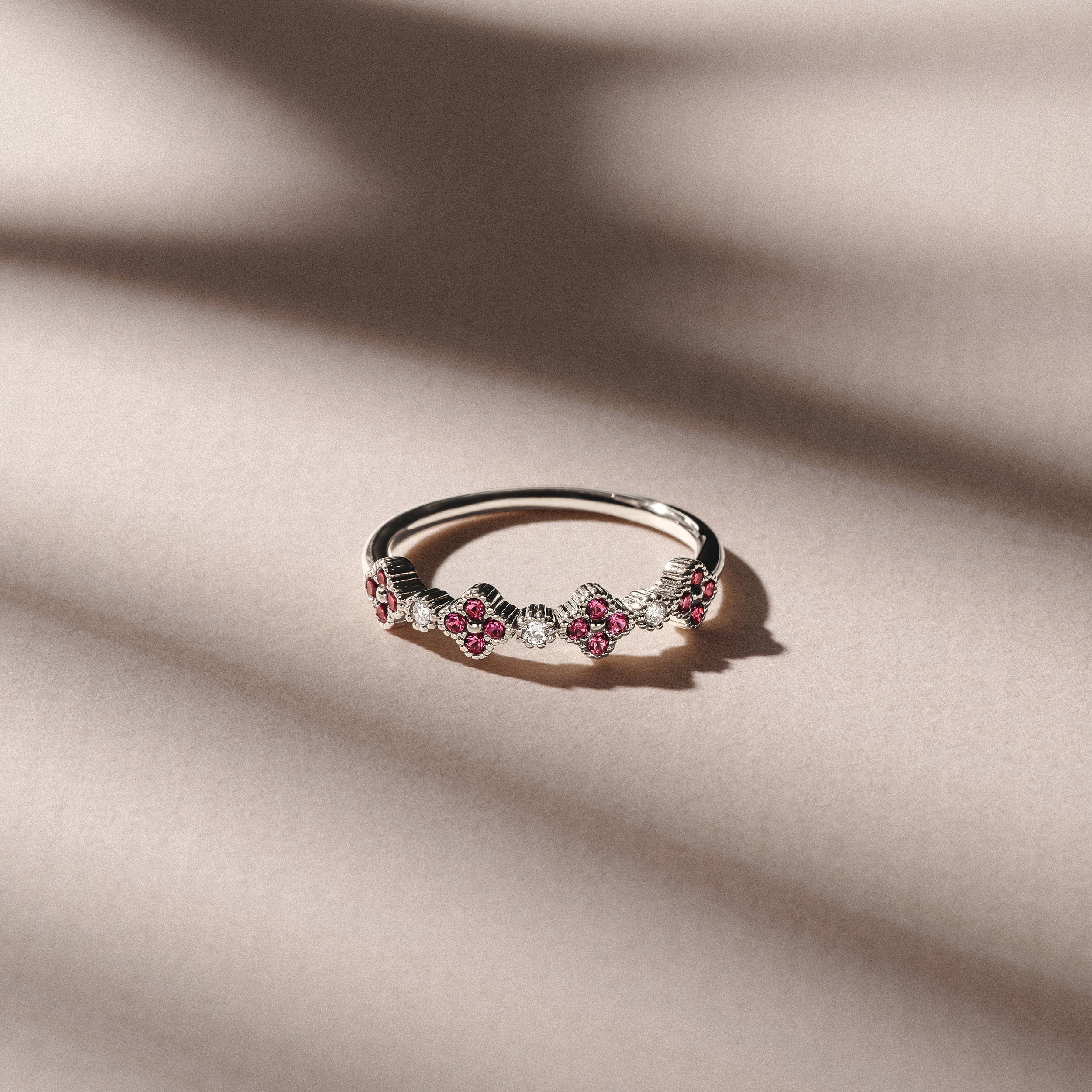 Alegria 0.18ct Lab Ruby 4 Clover Ring in Sterling Silver