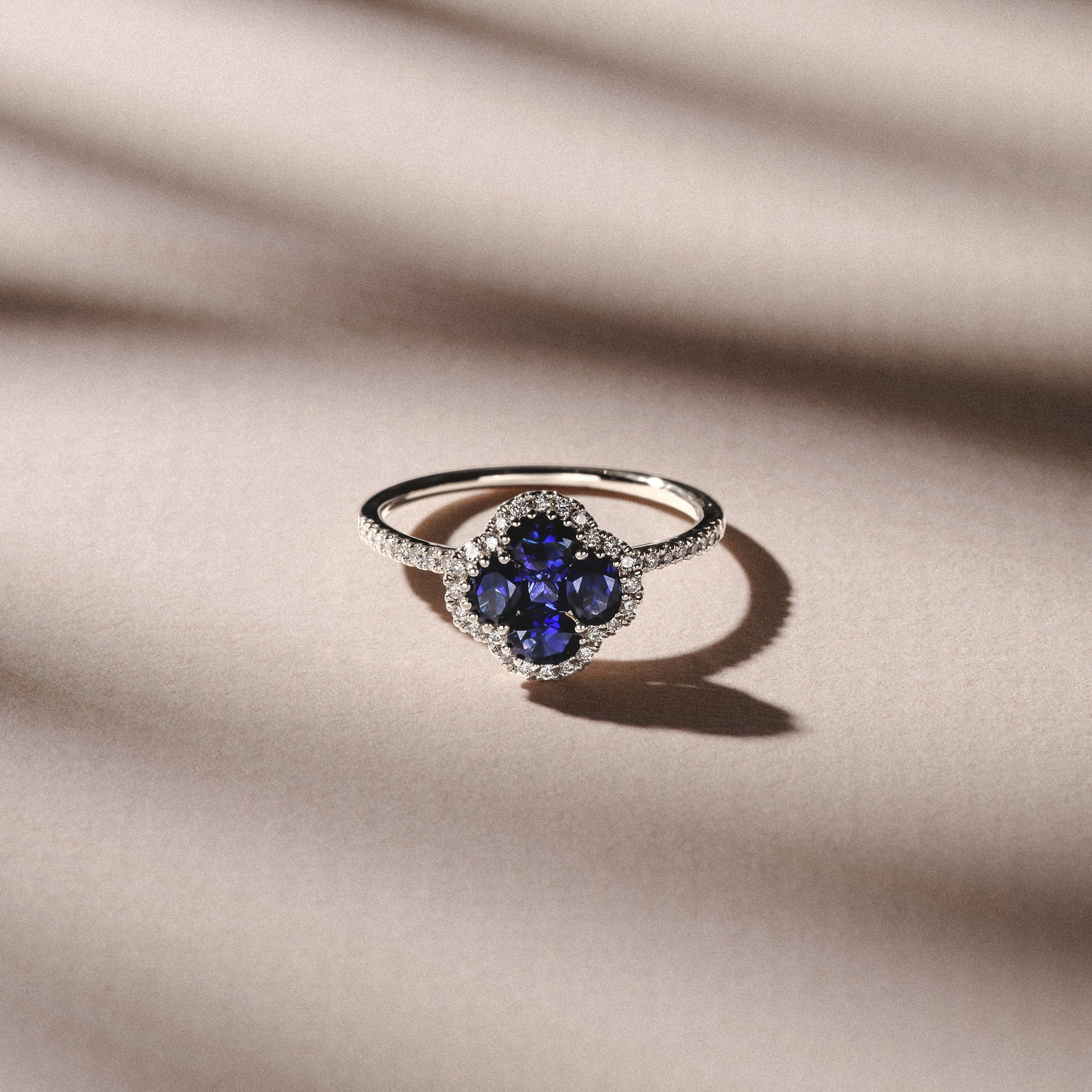Alegria 1.00ct Lab Sapphire Halo Ring in Sterling Silver