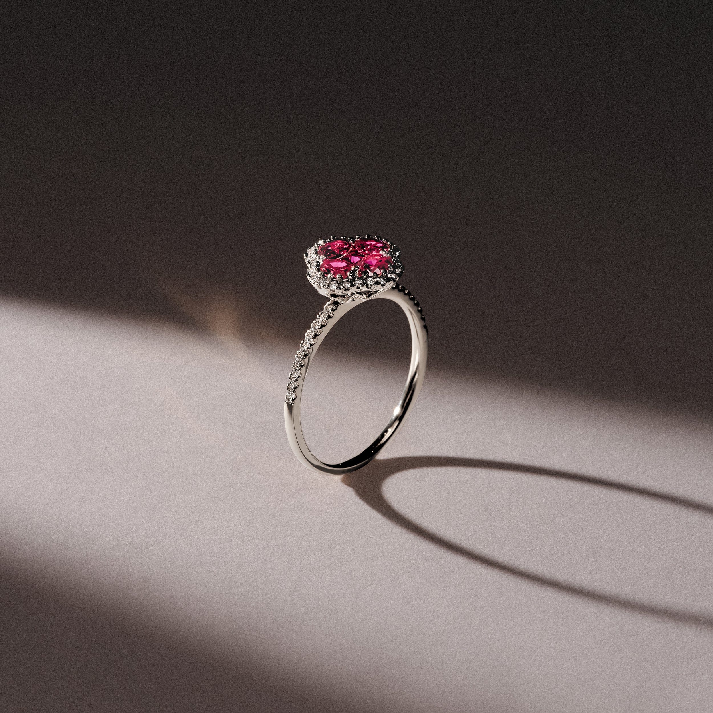 Alegria 0.85ct Lab Ruby Halo Ring in Sterling Silver